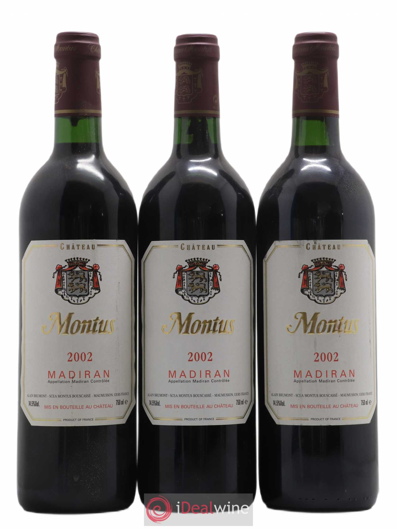 Madiran Château Montus Alain Brumont 2002 - Lot de 3 bouteilles - 0