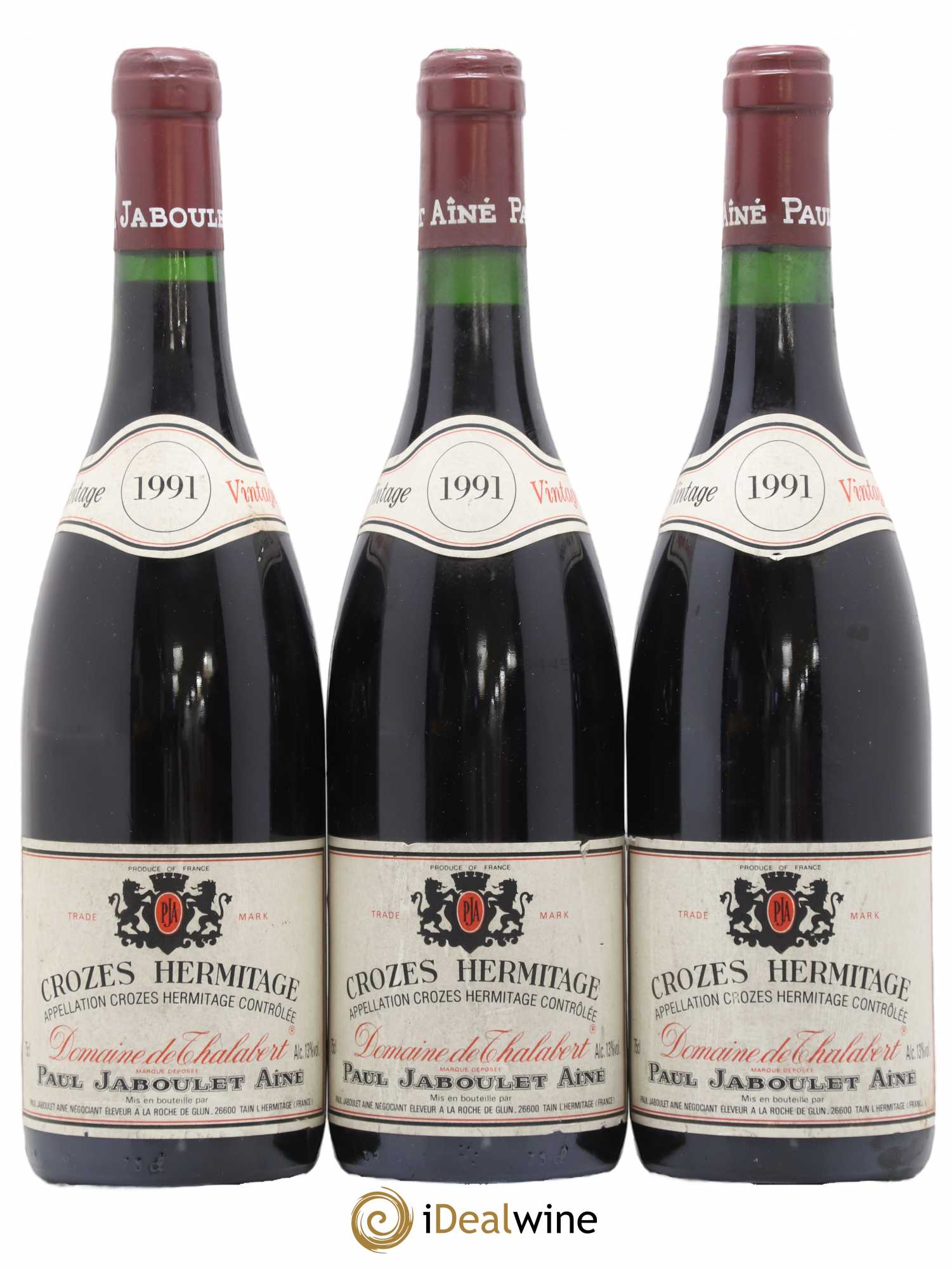 Crozes-Hermitage Domaine de Thalabert Paul Jaboulet Ainé 1991 - Lot de 3 bouteilles - 0