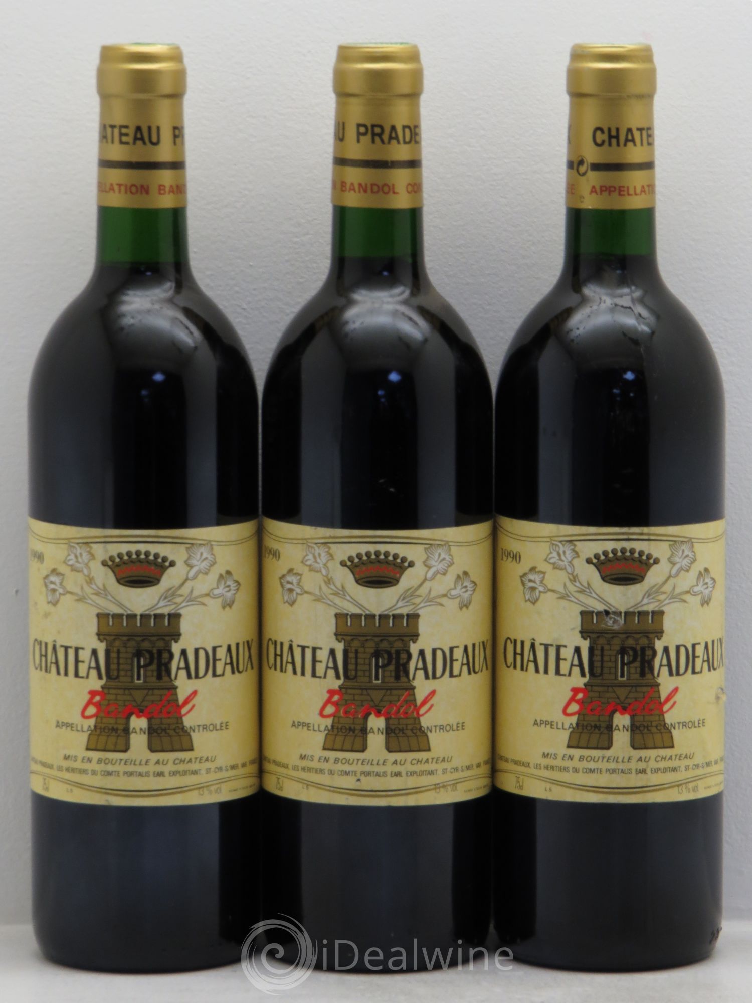 Bandol Château Pradeaux Famille Portalis 1990 - Lot de 3 bouteilles - 0