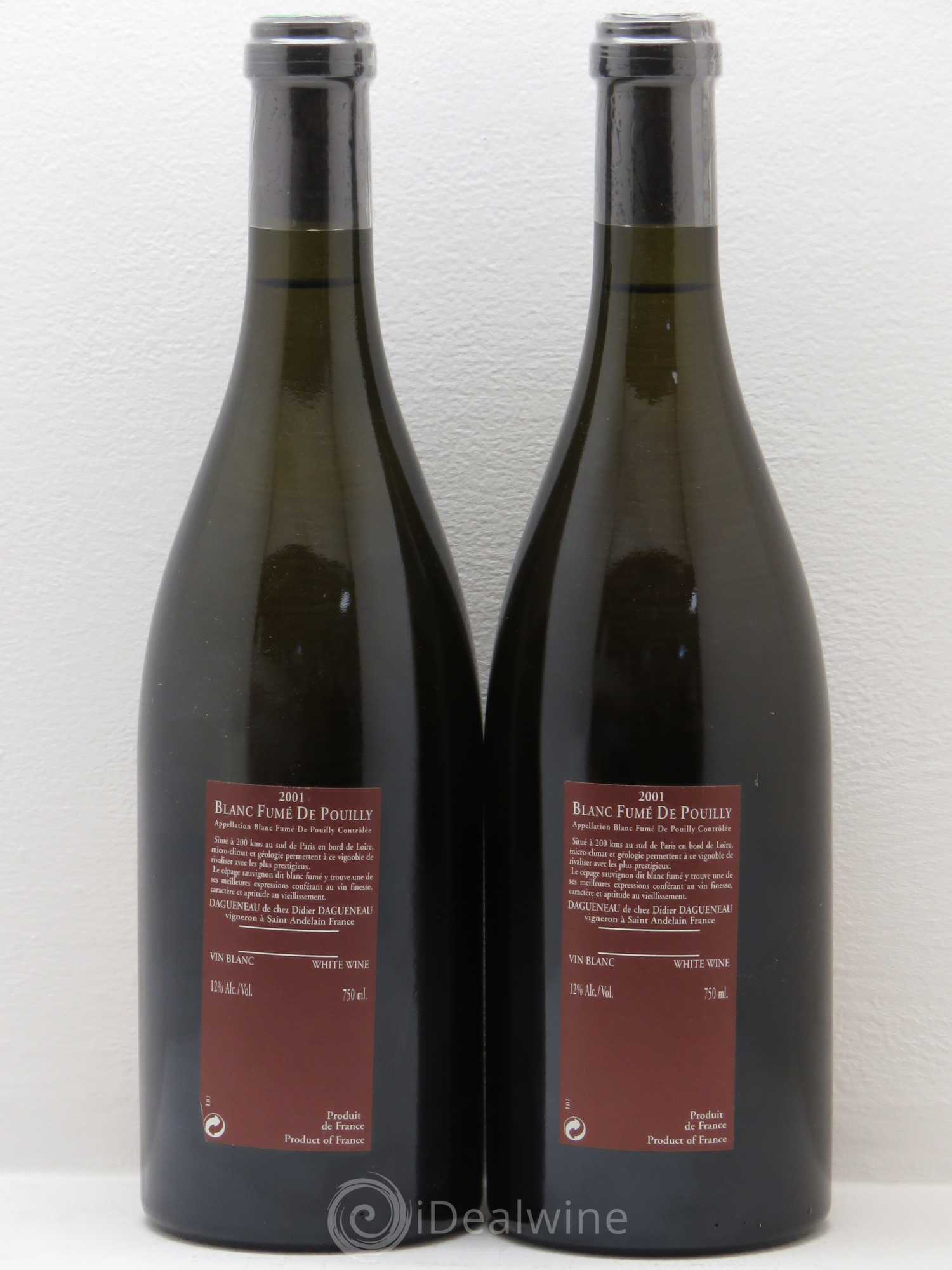 Vin de France (anciennement Pouilly-Fumé) Pur Sang Dagueneau (Domaine Didier - Louis-Benjamin) 2001 - Lot de 2 bouteilles - 1
