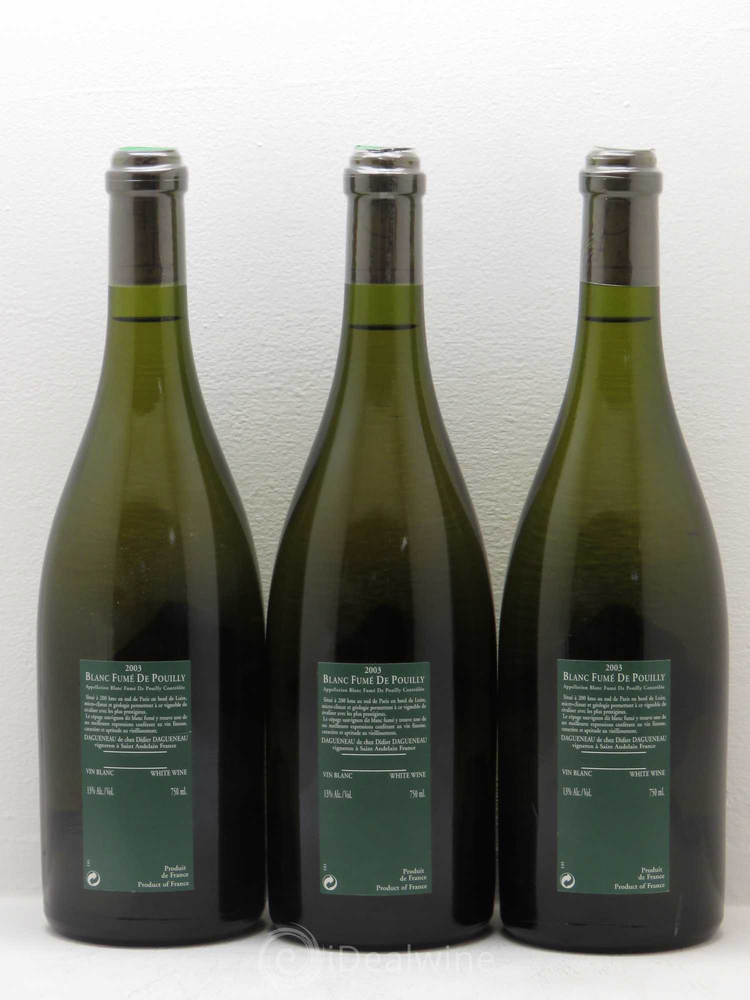 Vin de France (anciennement Pouilly-Fumé) Silex Dagueneau (Domaine Didier - Louis-Benjamin) 2003 - Lot de 3 bouteilles - 1
