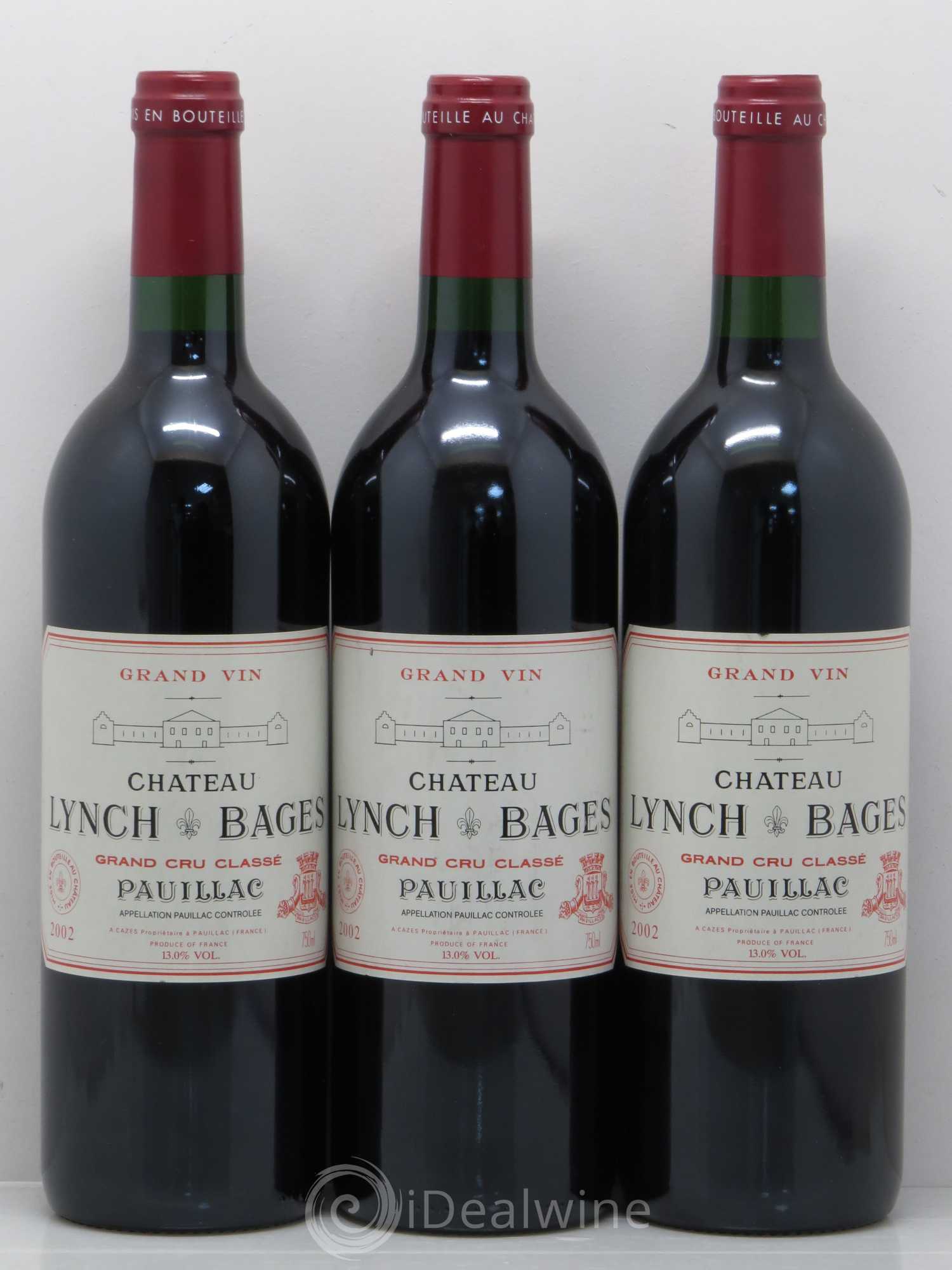 Château Lynch Bages 5ème Grand Cru Classé 2002 - Lot de 3 bouteilles - 0