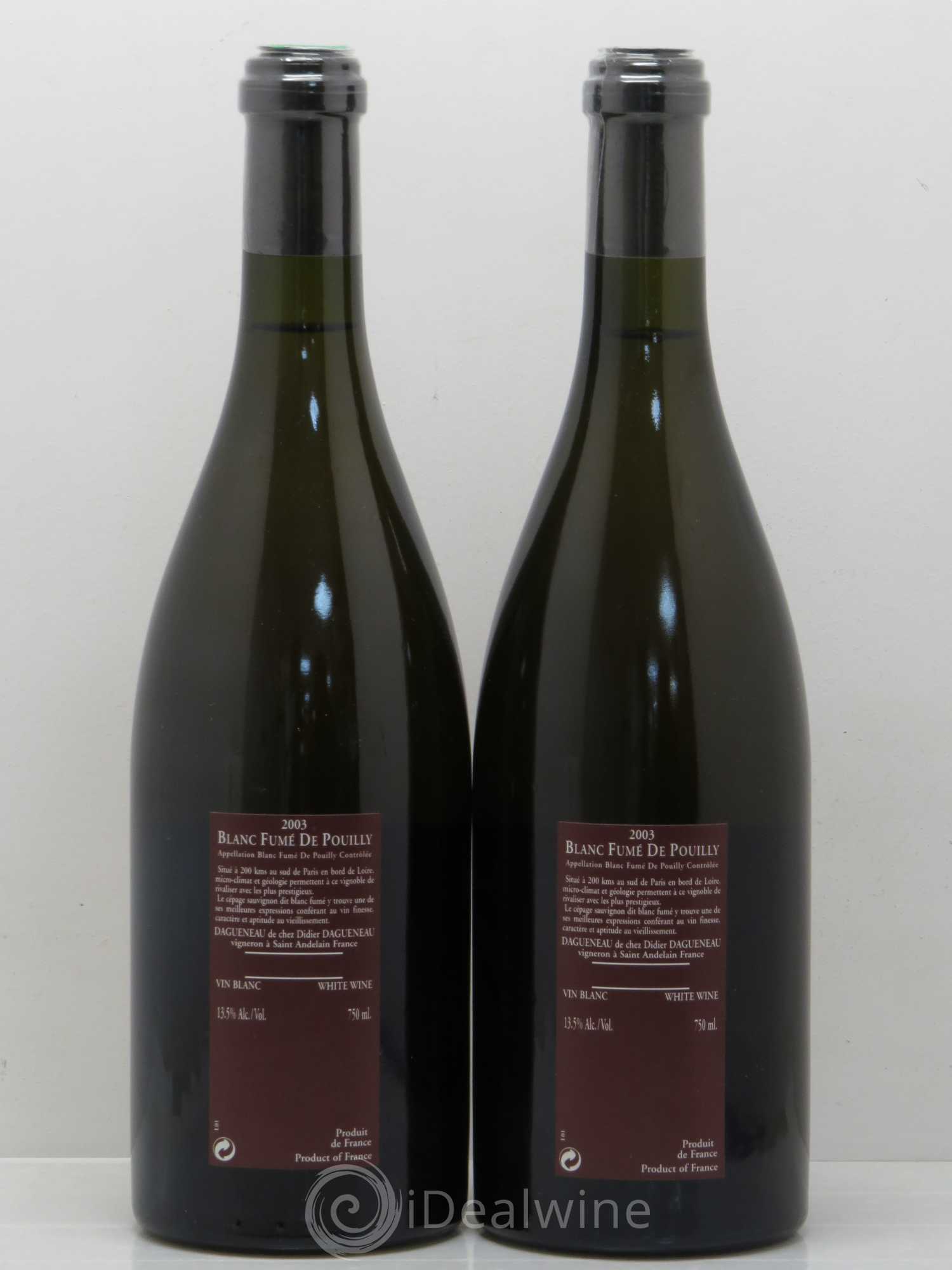 Vin de France (anciennement Pouilly-Fumé) Pur Sang Dagueneau (Domaine Didier - Louis-Benjamin) 2003 - Lot de 2 bouteilles - 1