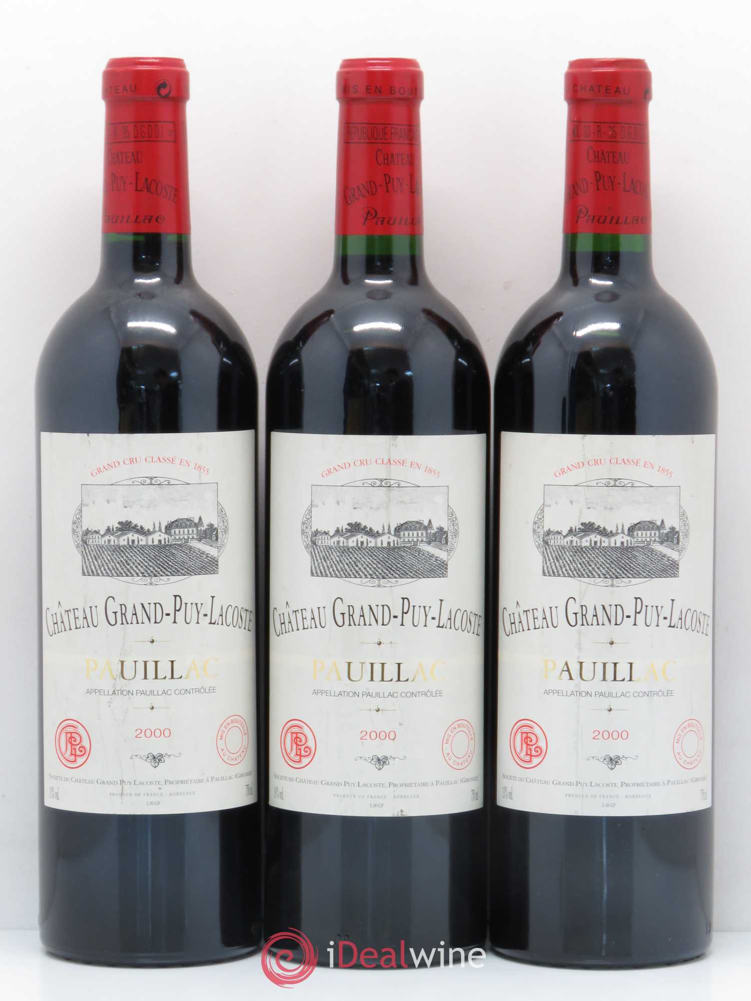 Château Grand Puy Lacoste 5ème Grand Cru Classé 2000 - Lot de 3 bouteilles - 0