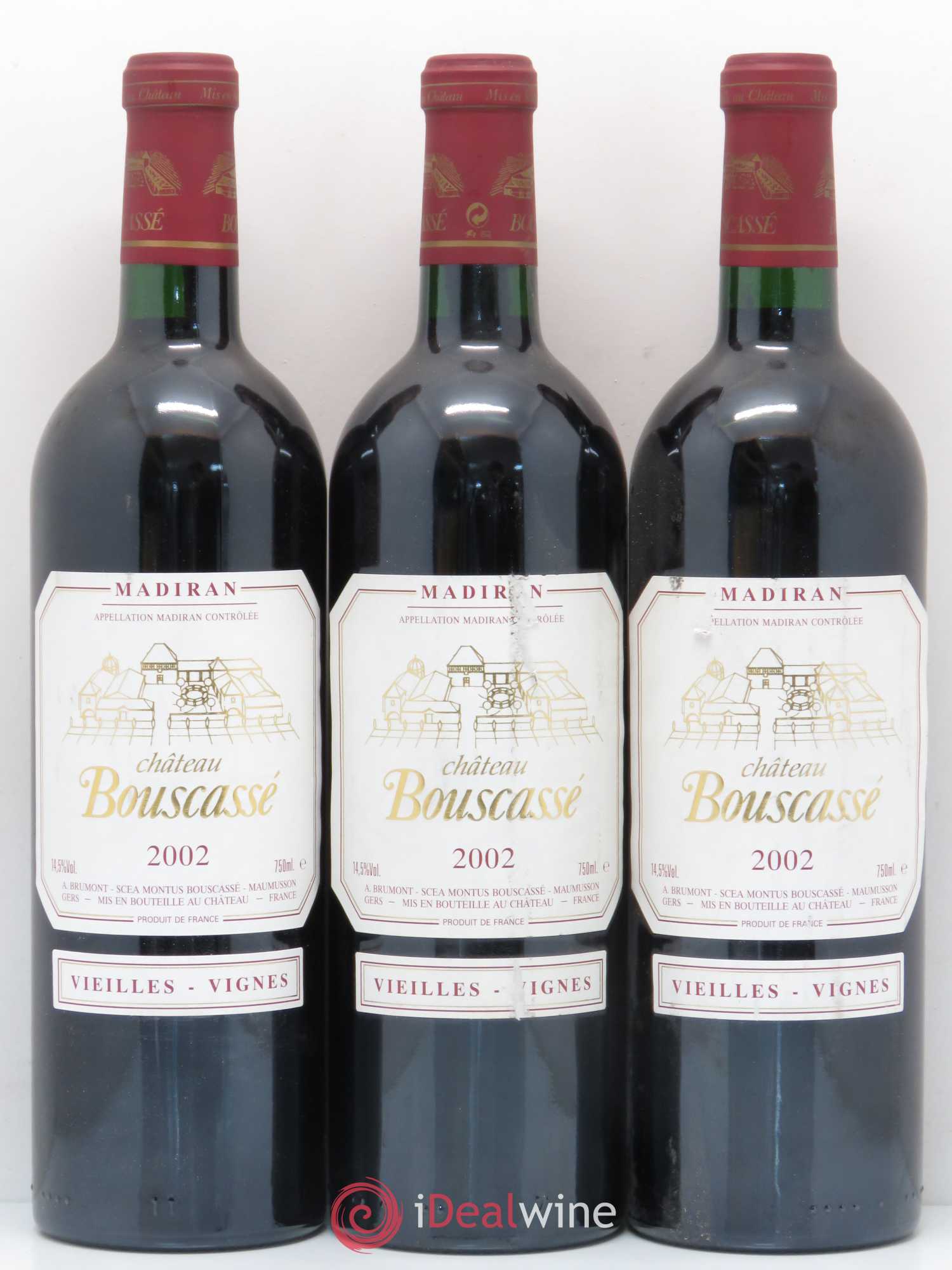 Madiran Château Bouscassé Alain Brumont Vieilles Vignes 2002 - Lot de 3 bouteilles - 0