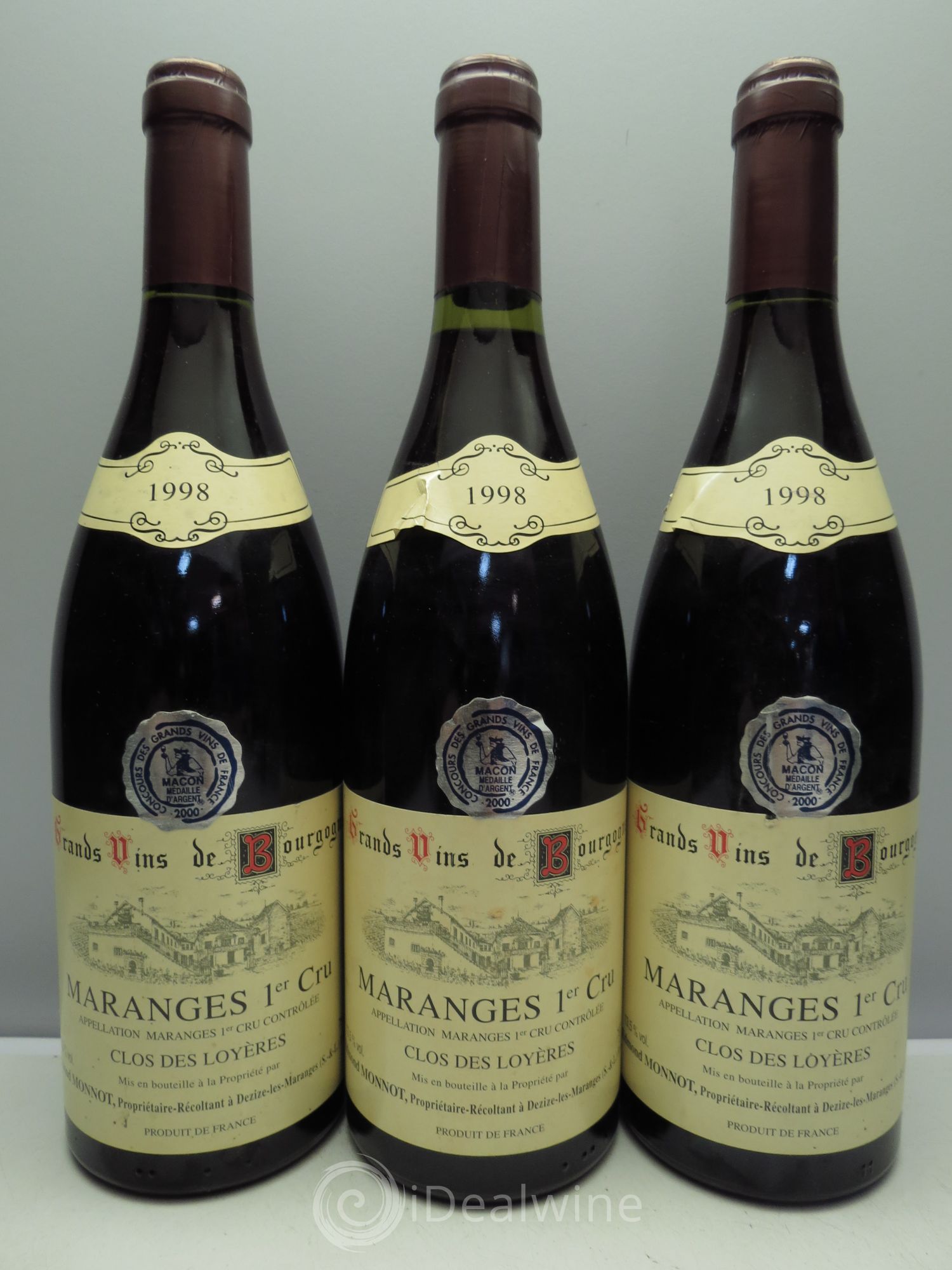 Maranges 1er Cru 1998 - Lot de 3 bouteilles - 0