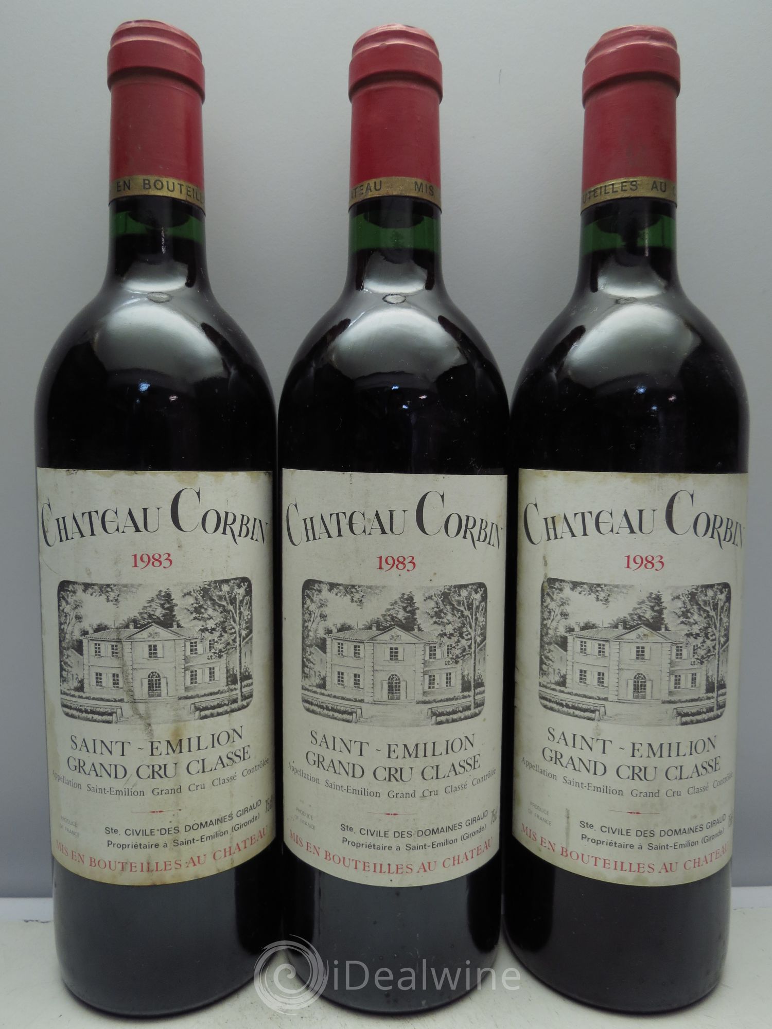 Château Corbin Grand Cru Classé 1983 - Lot de 3 bouteilles - 0