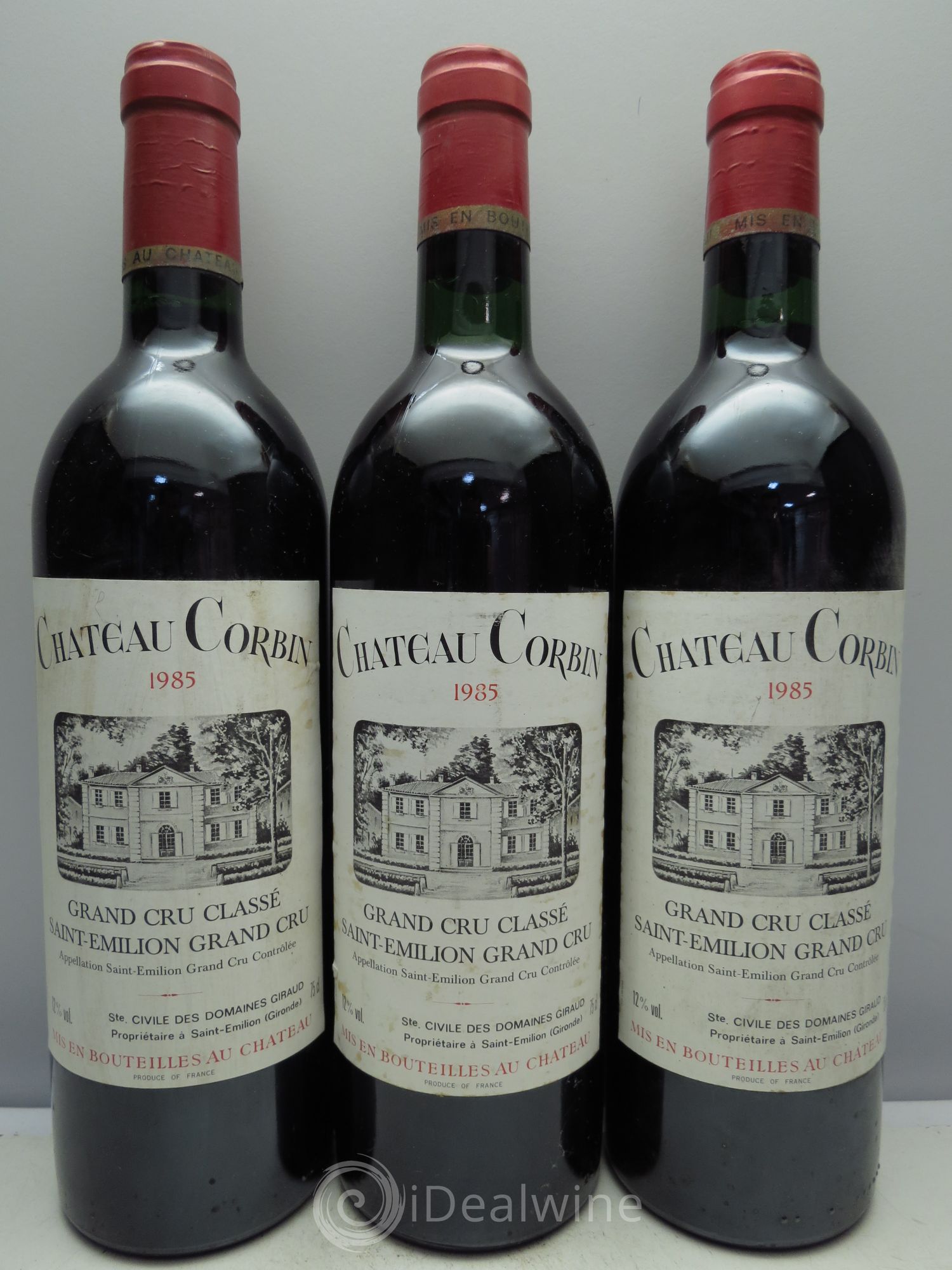 Château Corbin Grand Cru Classé 1985 - Lot de 3 bouteilles - 0