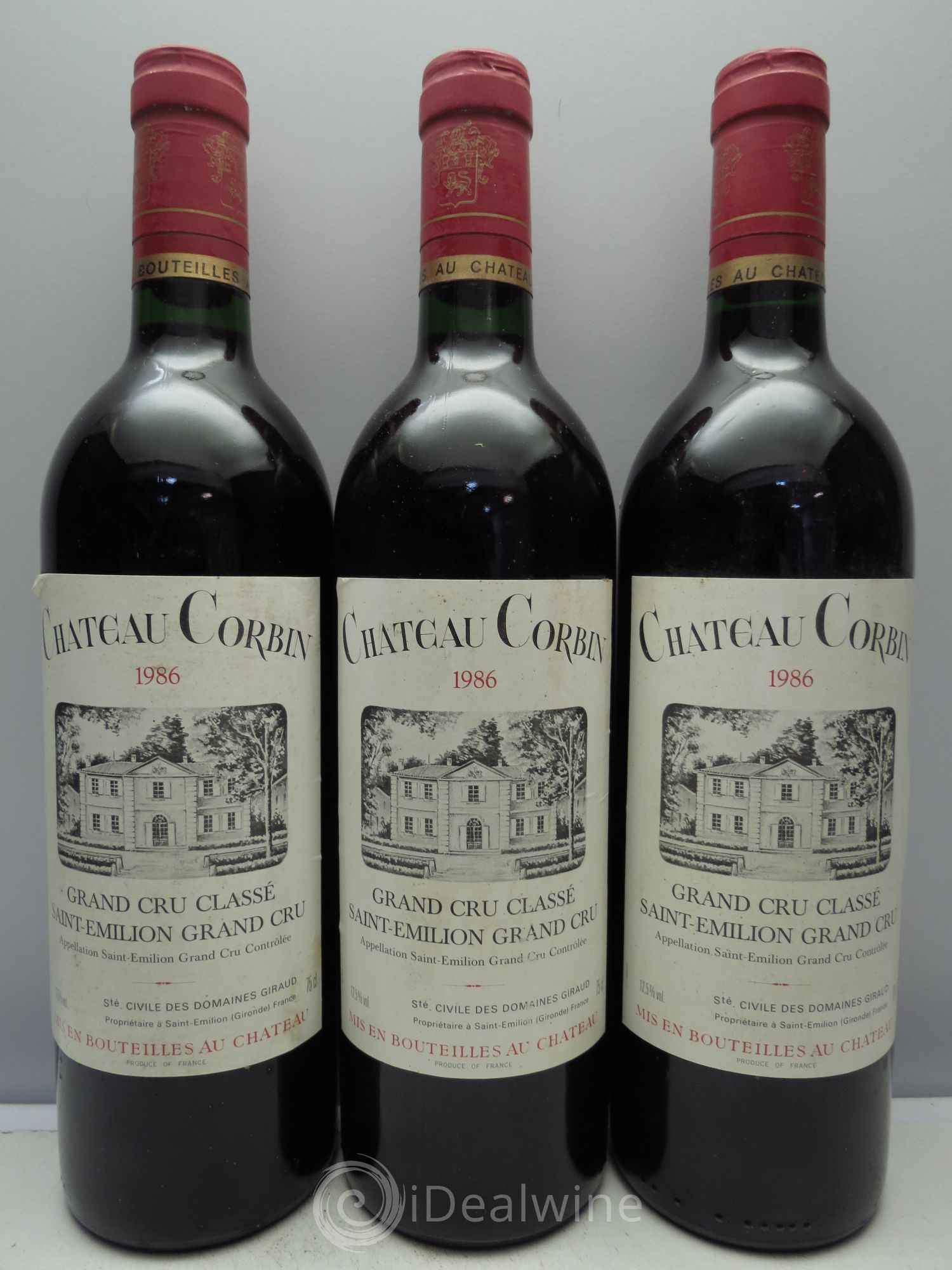 Château Corbin Grand Cru Classé 1986 - Lot de 3 bouteilles - 0