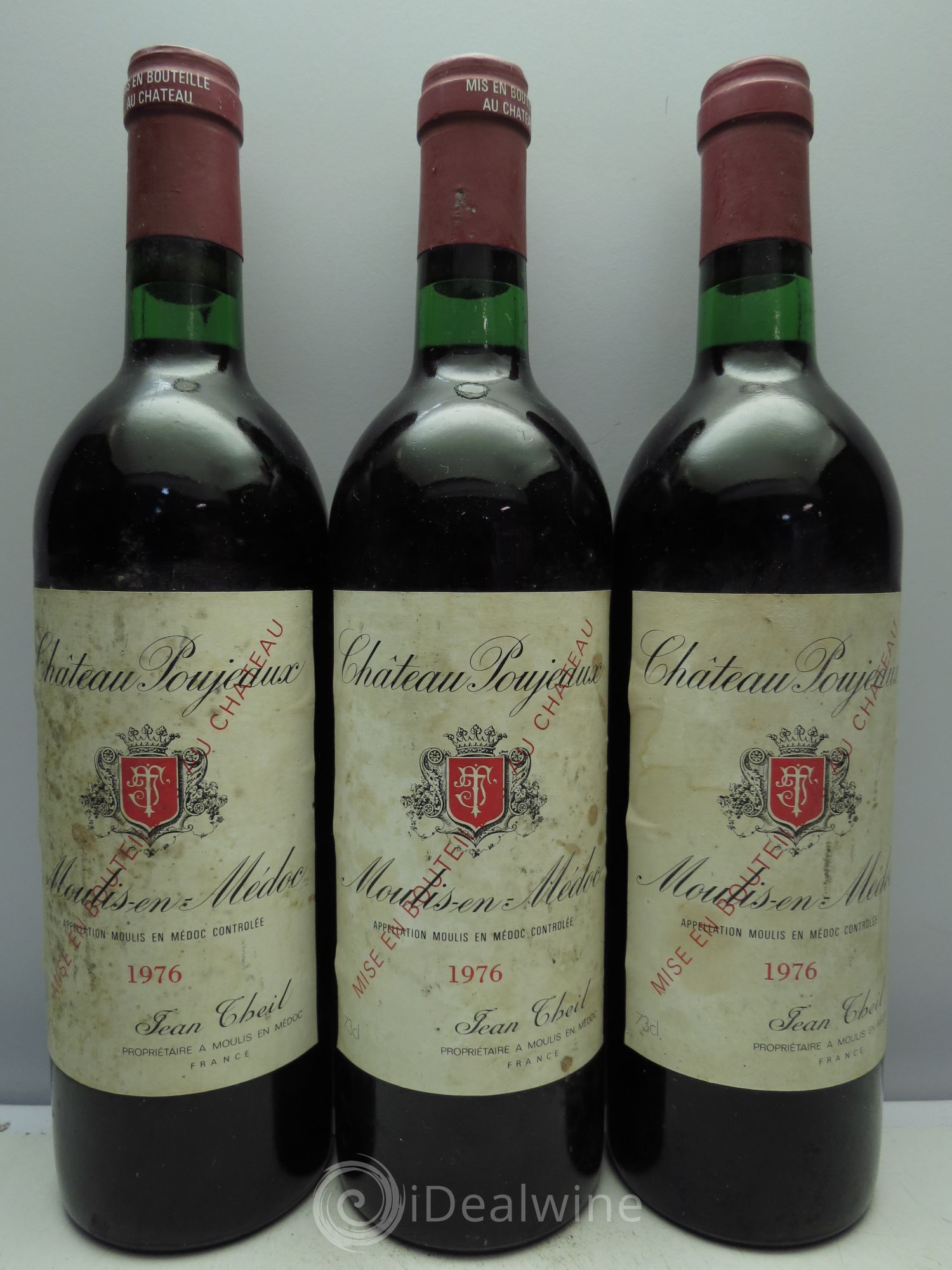 Château Poujeaux 1976 - Lot de 3 bouteilles - 0
