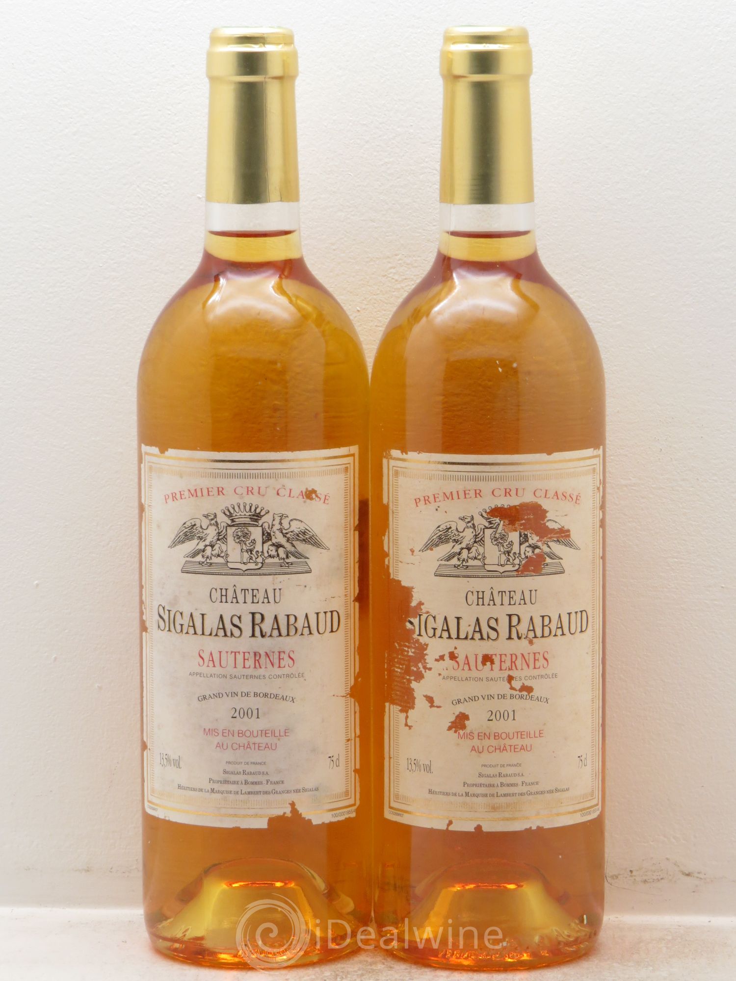 Château Sigalas Rabaud 1er Grand Cru Classé 2001 - Lotto di 2 bottiglie - 0