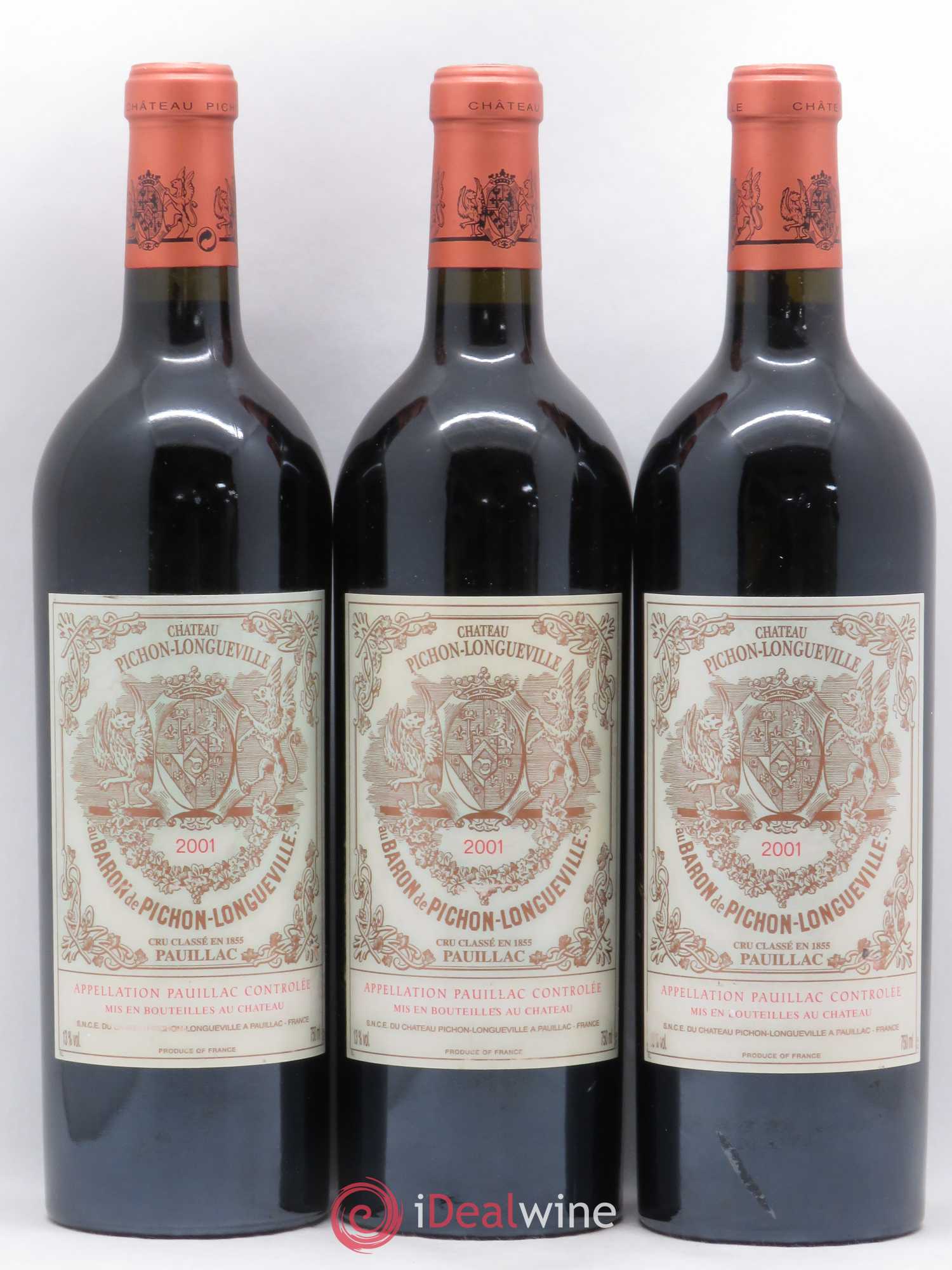 Pichon Longueville Baron 2ème Grand Cru Classé 2001 - Lot de 3 bouteilles - 0