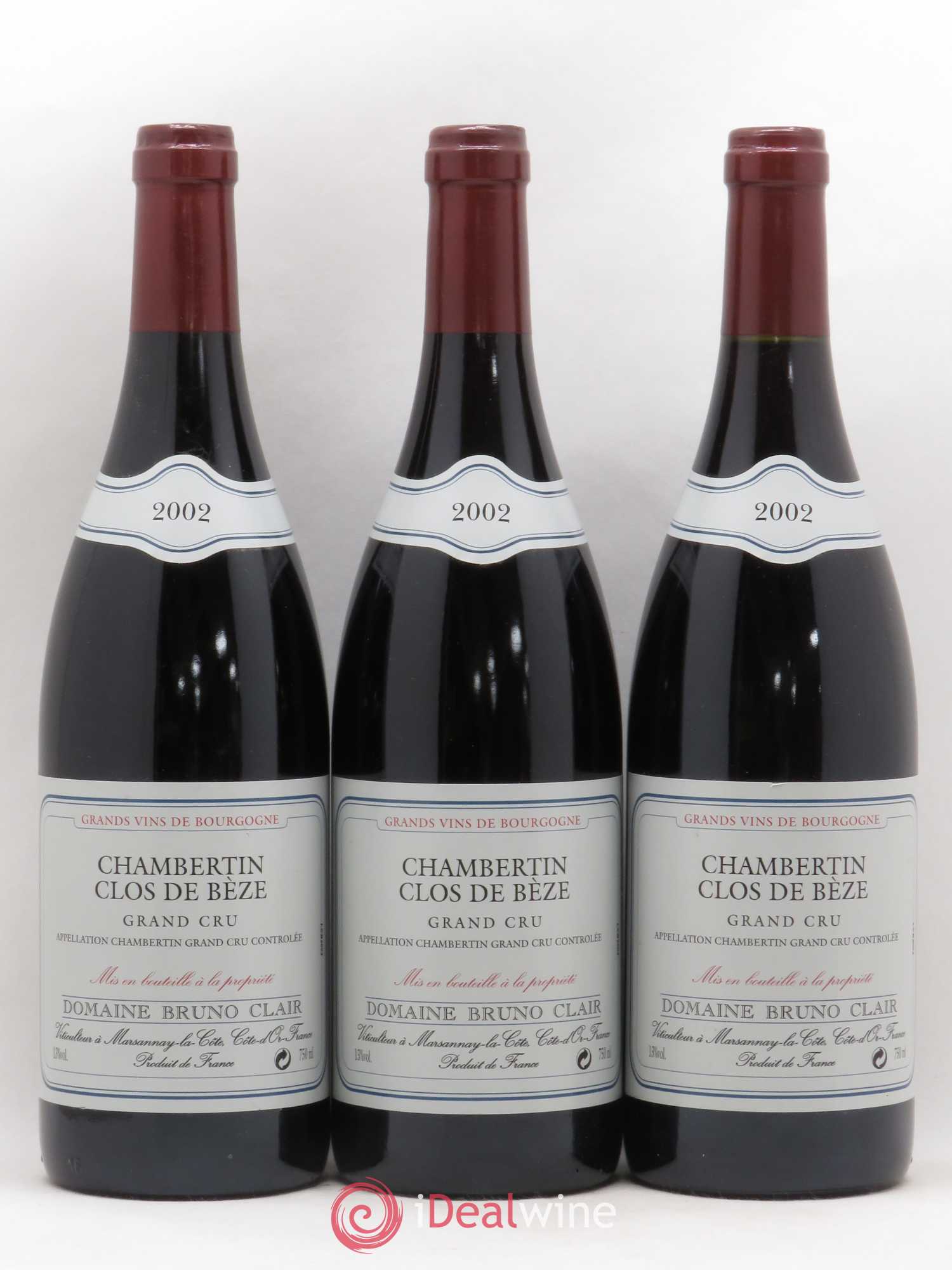 Chambertin Clos de Bèze Grand Cru Bruno Clair (Domaine) 2002 - Lot de 3 bouteilles - 0