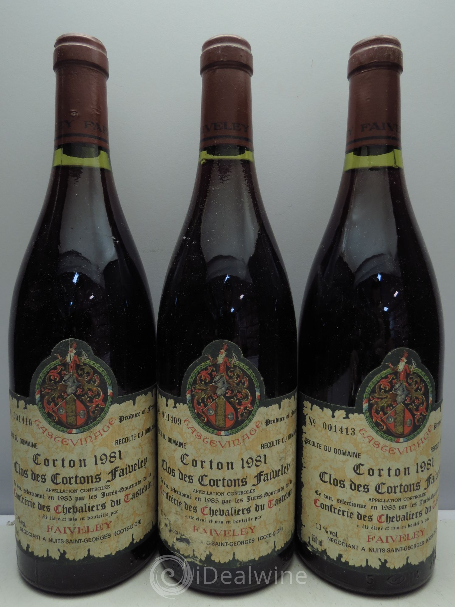 Corton Grand Cru Clos des Cortons Faiveley Tastevinage 1981 - Lot de 3 bouteilles - 0