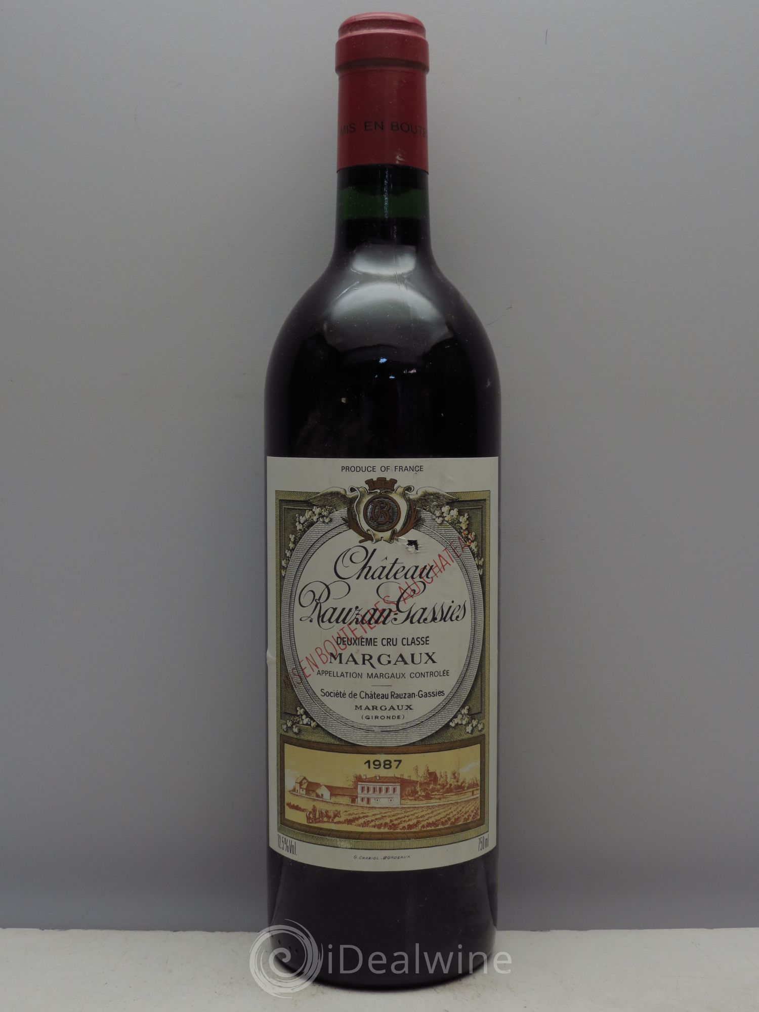 Château Rauzan-Gassies 2ème Grand Cru Classé 1987 - Lot de 1 bouteille - 0