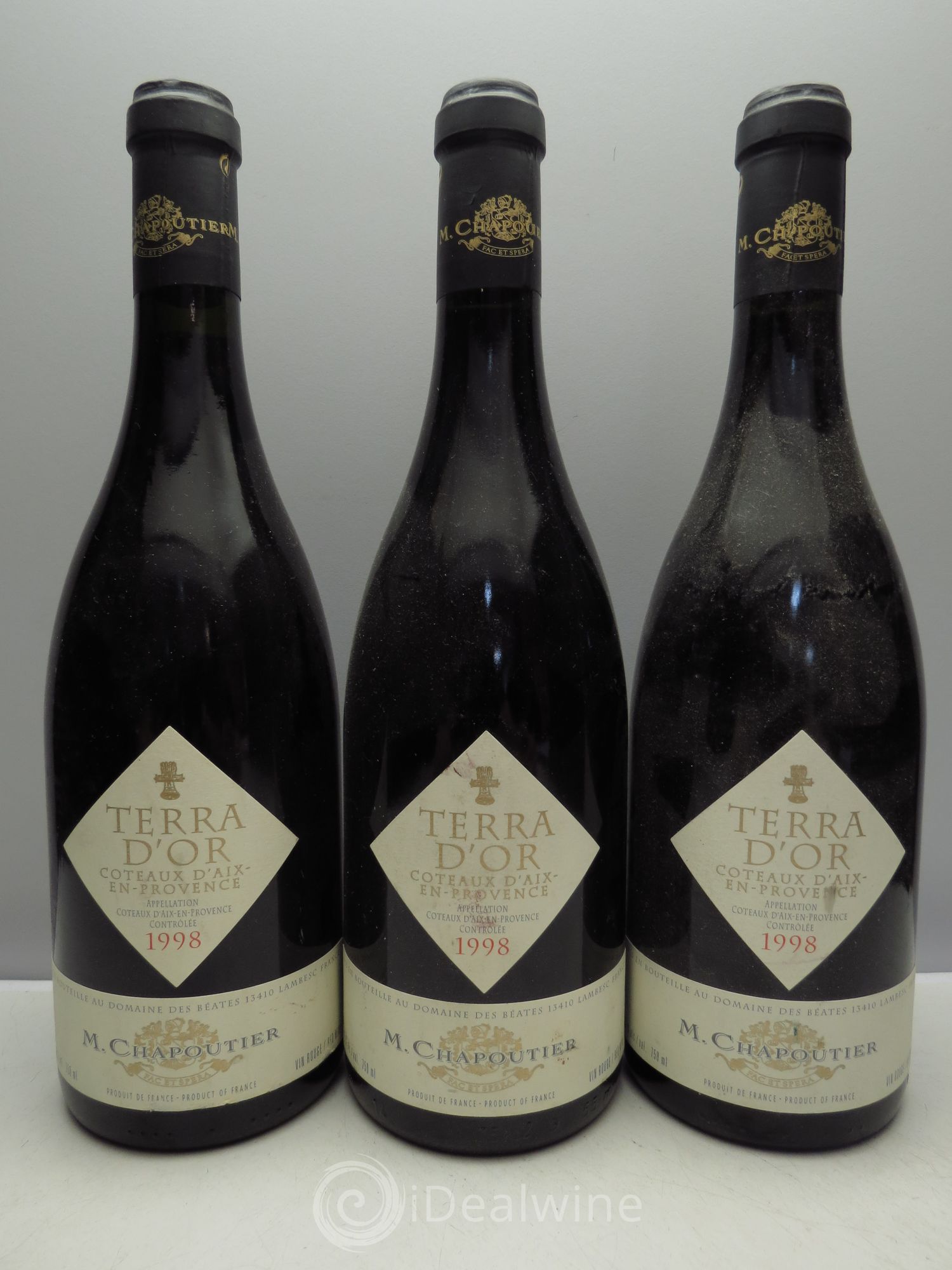 Coteaux d'Aix-en-Provence Terra d'Or - Chapoutier 1998 - Posten von 3 Flaschen - 0