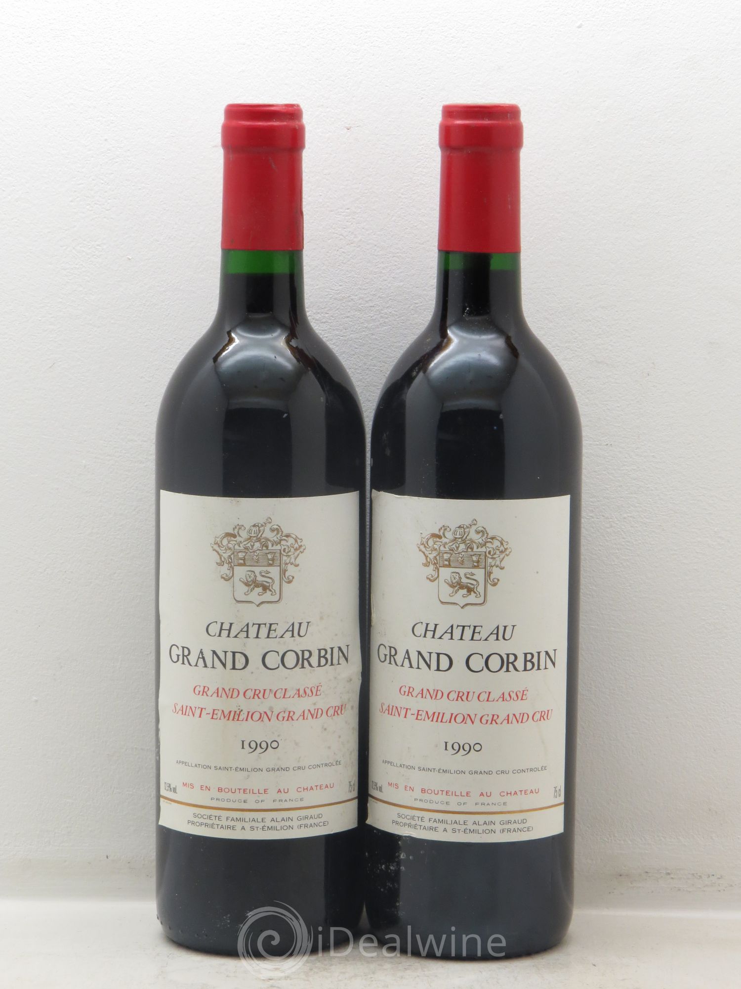 Château Grand Corbin Grand Cru Classé 1990 - Lot de 2 bouteilles - 0
