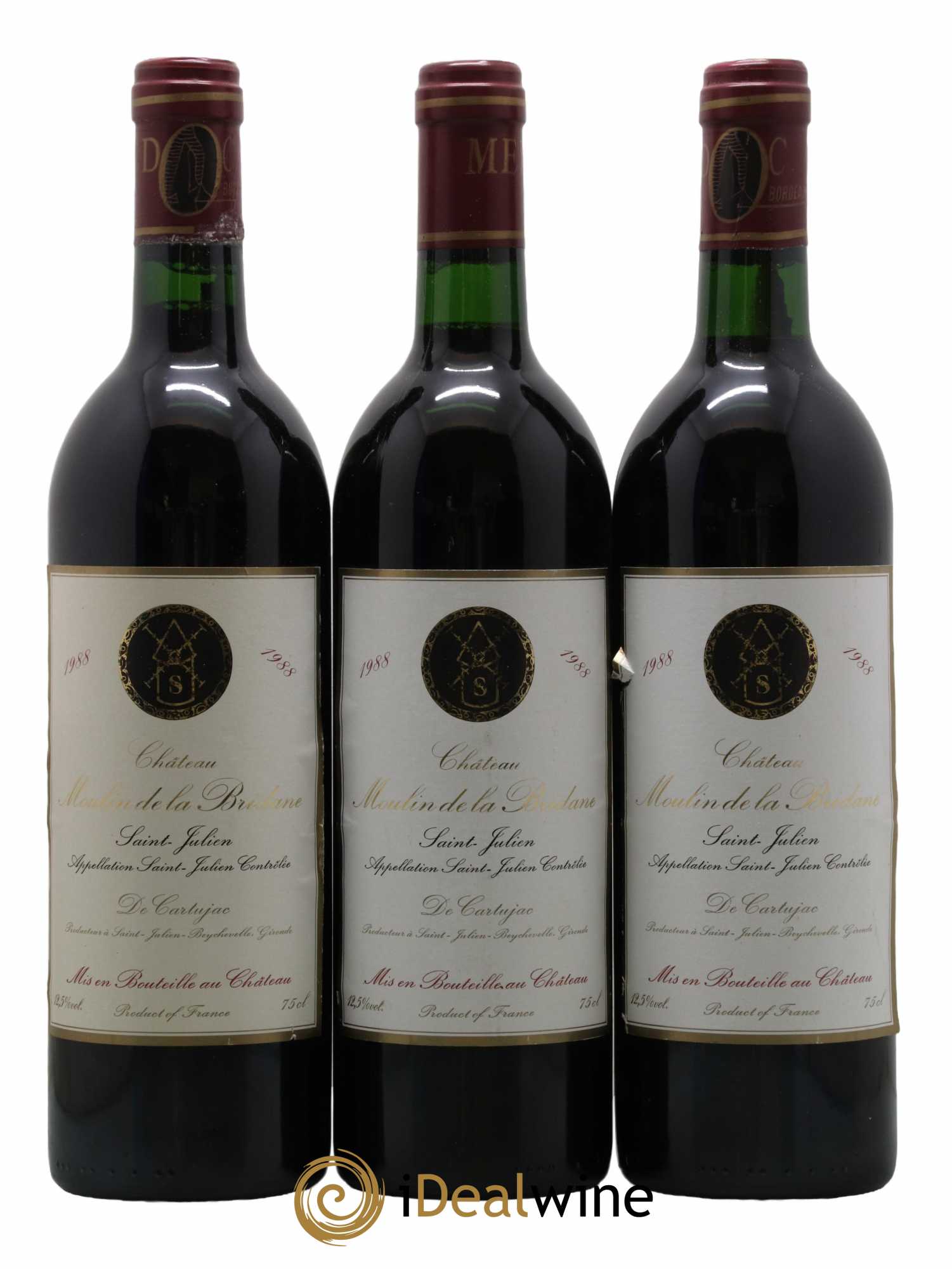 Saint-Julien Château Moulin De La Bridane 1988 - Lot de 3 bouteilles - 0