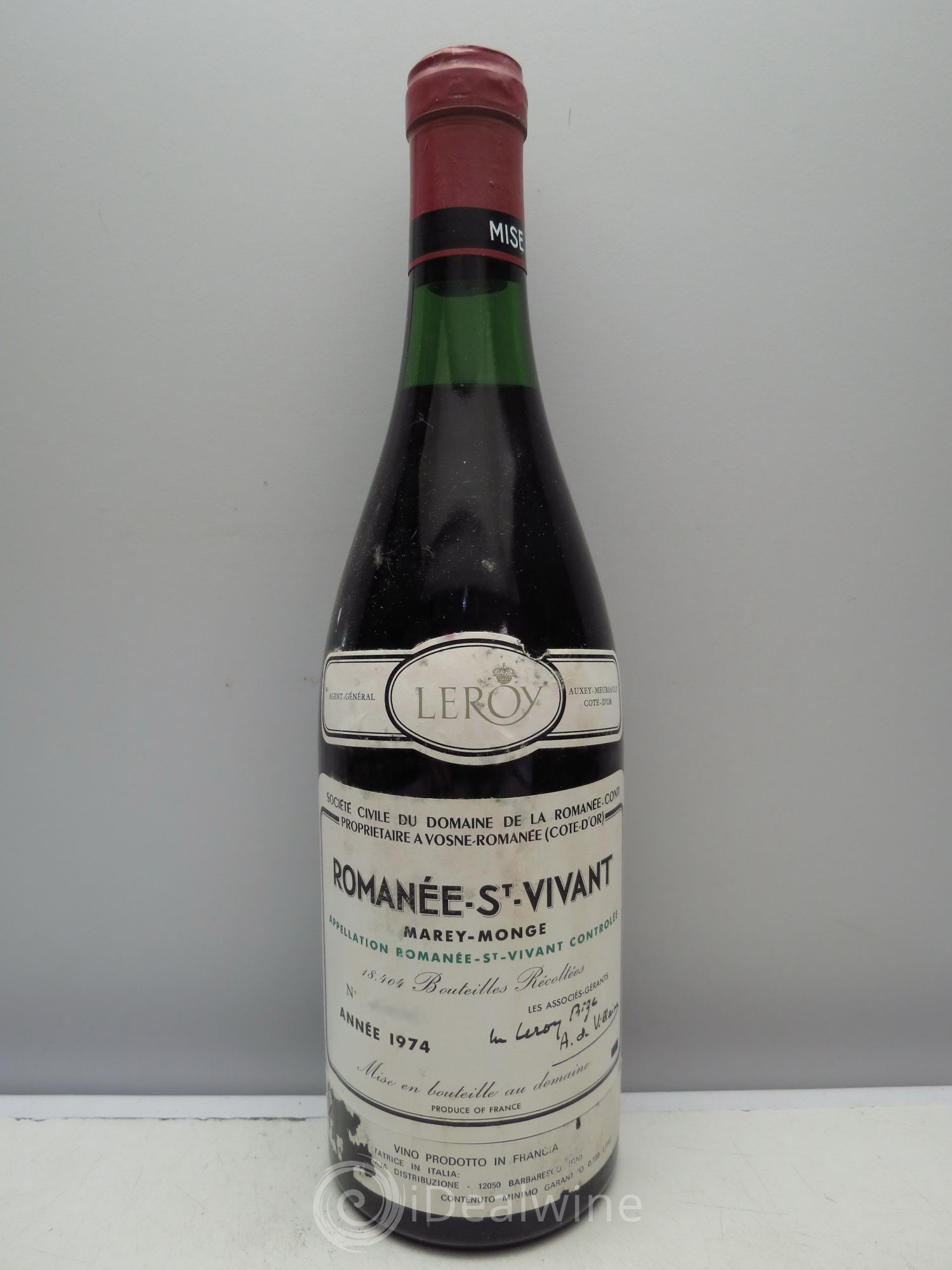 Romanée-Saint-Vivant Grand Cru Domaine de la Romanée-Conti (étiq.export Italie) 1974 - Lot de 1 bouteille - 0