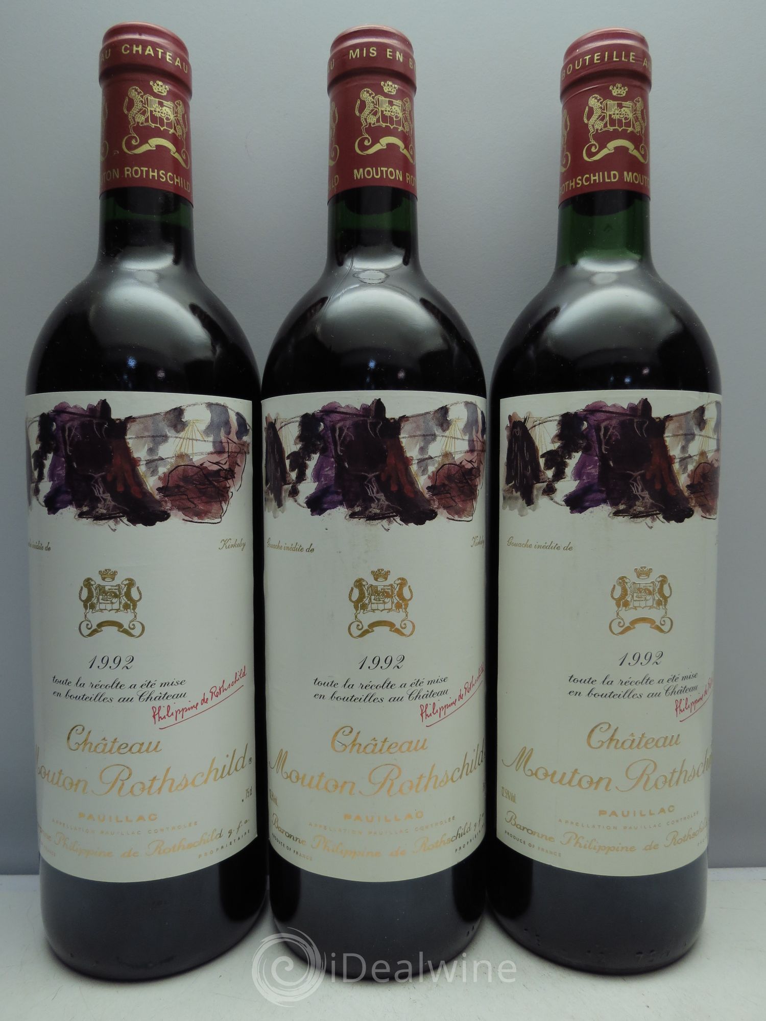Château Mouton Rothschild 1er Grand Cru Classé 1992 - Lot de 3 bouteilles - 0