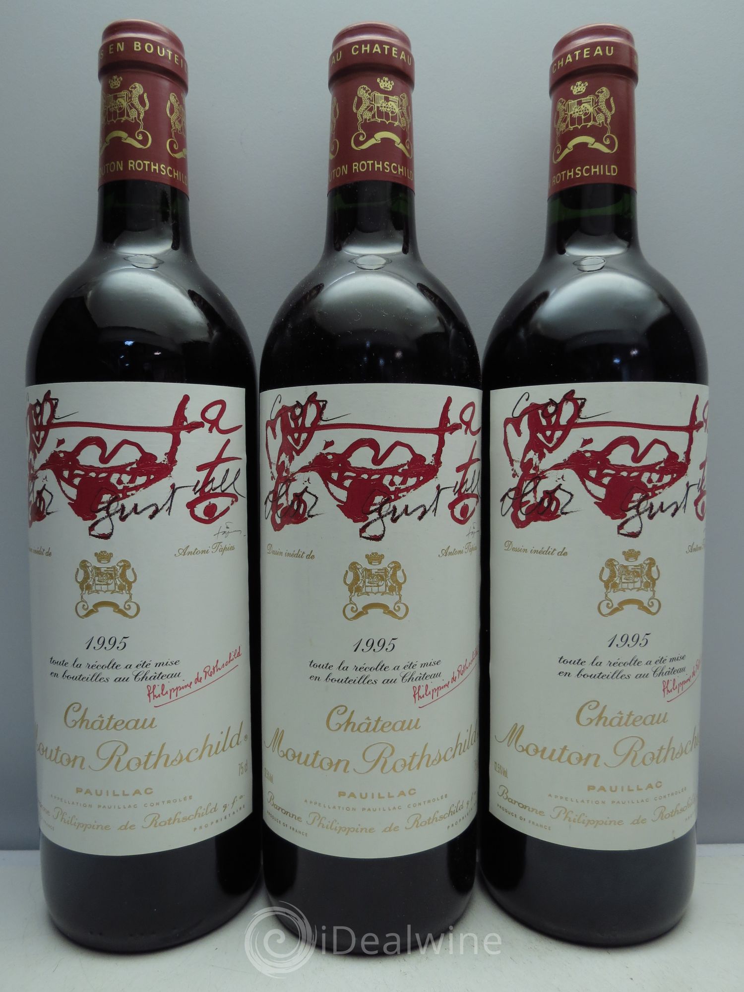 Château Mouton Rothschild 1er Grand Cru Classé 1995 - Lot de 3 bouteilles - 0