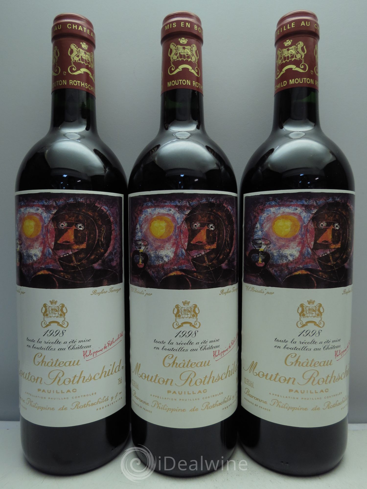 Château Mouton Rothschild 1er Grand Cru Classé 1998 - Lot de 3 bouteilles - 0