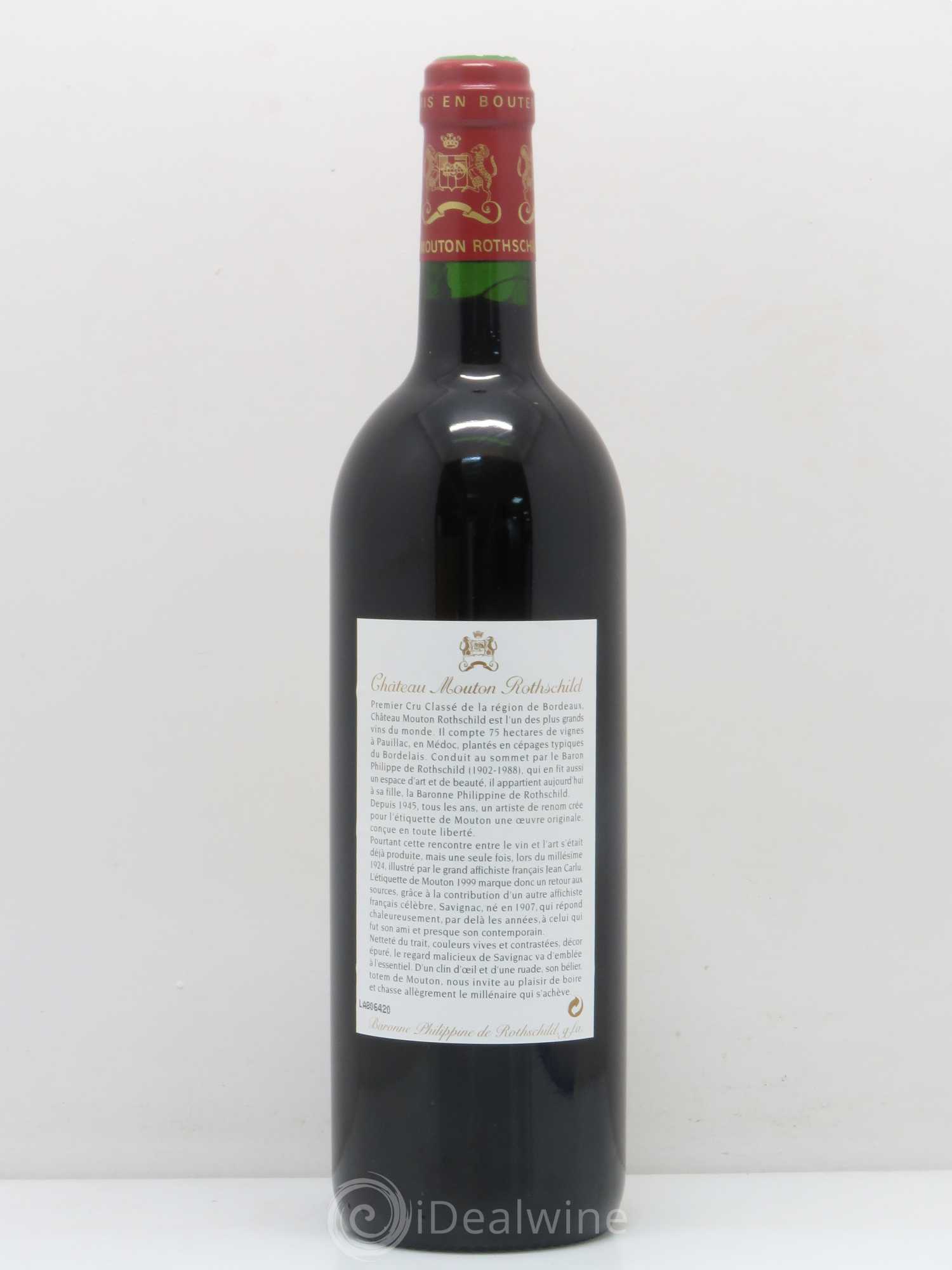 Château Mouton Rothschild 1er Grand Cru Classé 1999 - Lot de 1 bouteille - 1
