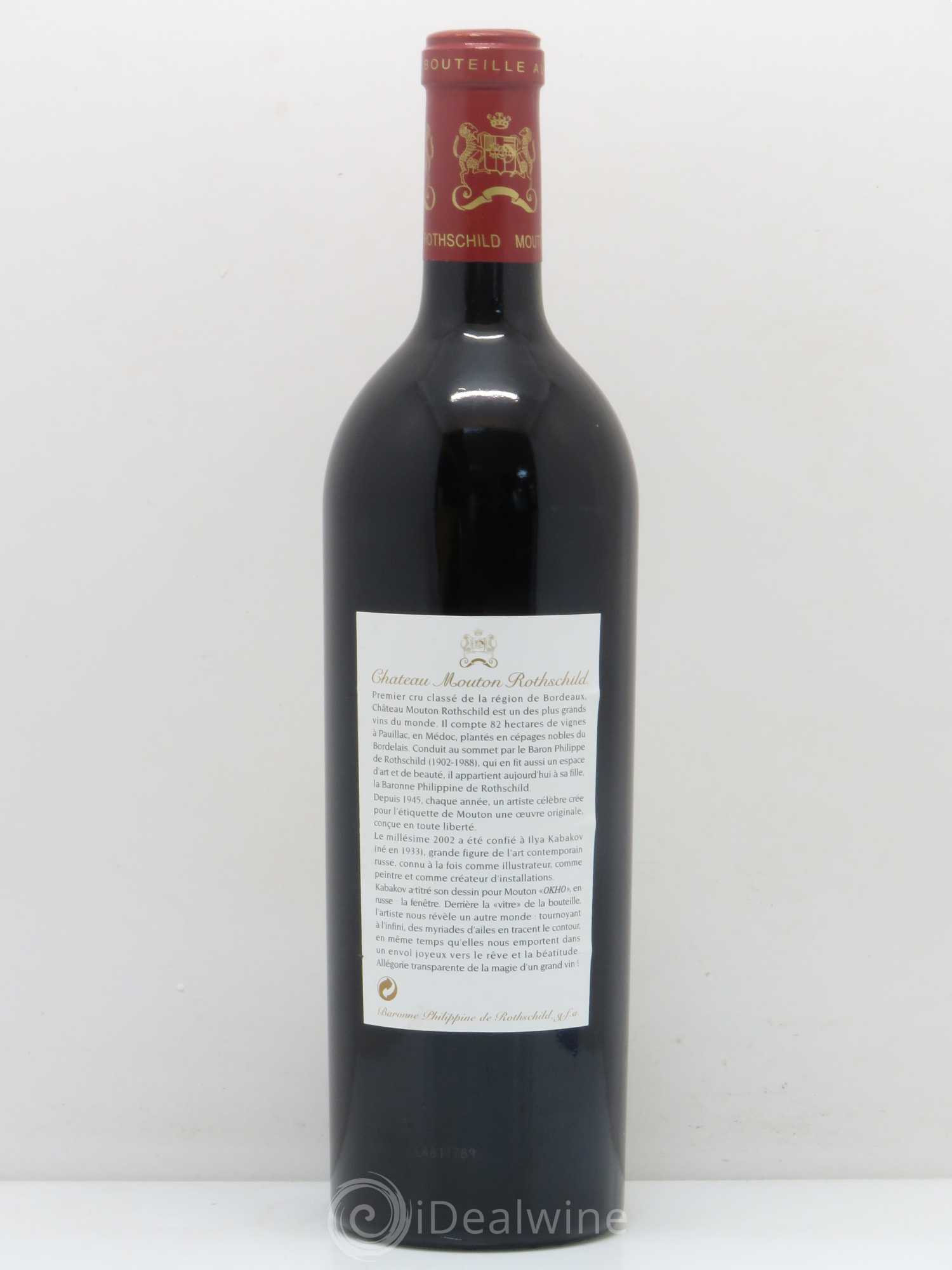 Château Mouton Rothschild 1er Grand Cru Classé 2002 - Lot de 1 bouteille - 1