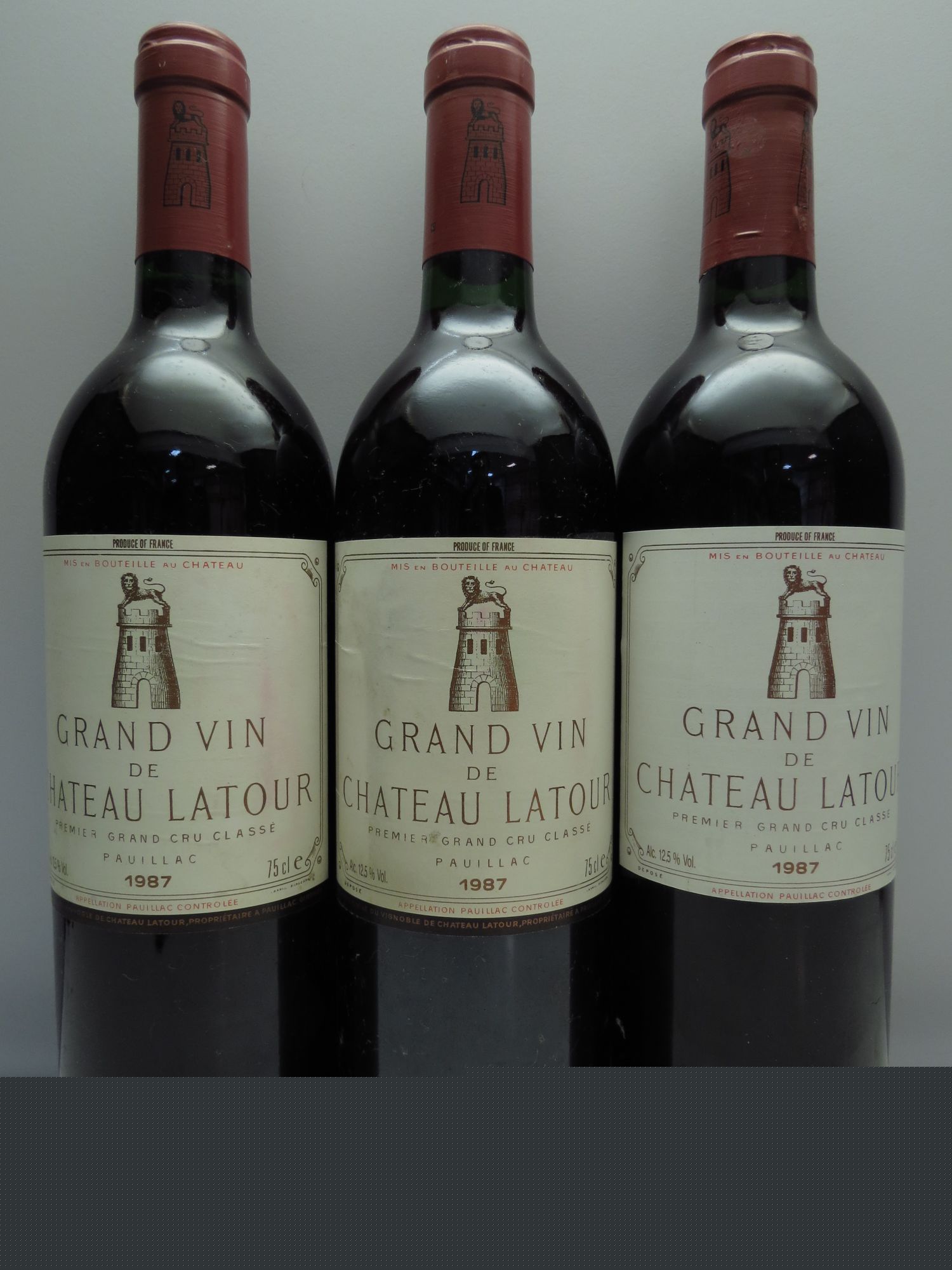 Château Latour 1er Grand Cru Classé 1987 - Lot de 3 bouteilles - 0