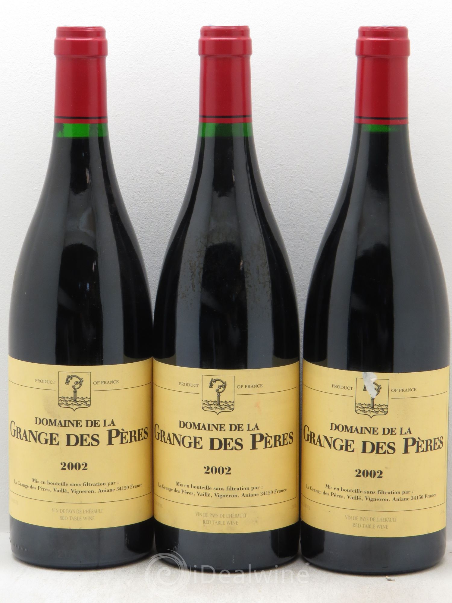 Pays d'Hérault Grange des Pères Laurent Vaillé 2002 - Lot de 3 bouteilles - 0