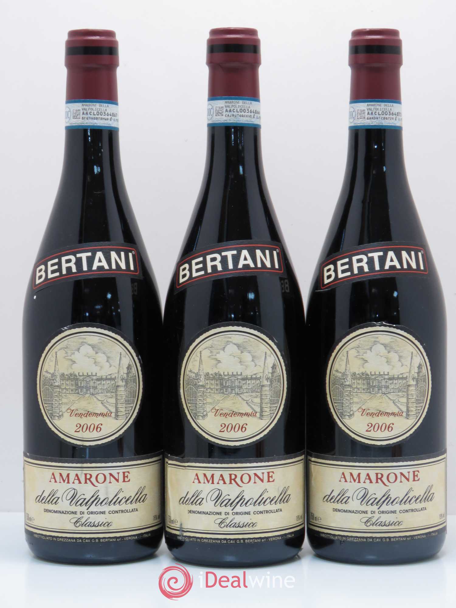 Amarone della Valpolicella DOC Bertani 2006 - Lot de 3 bouteilles - 0