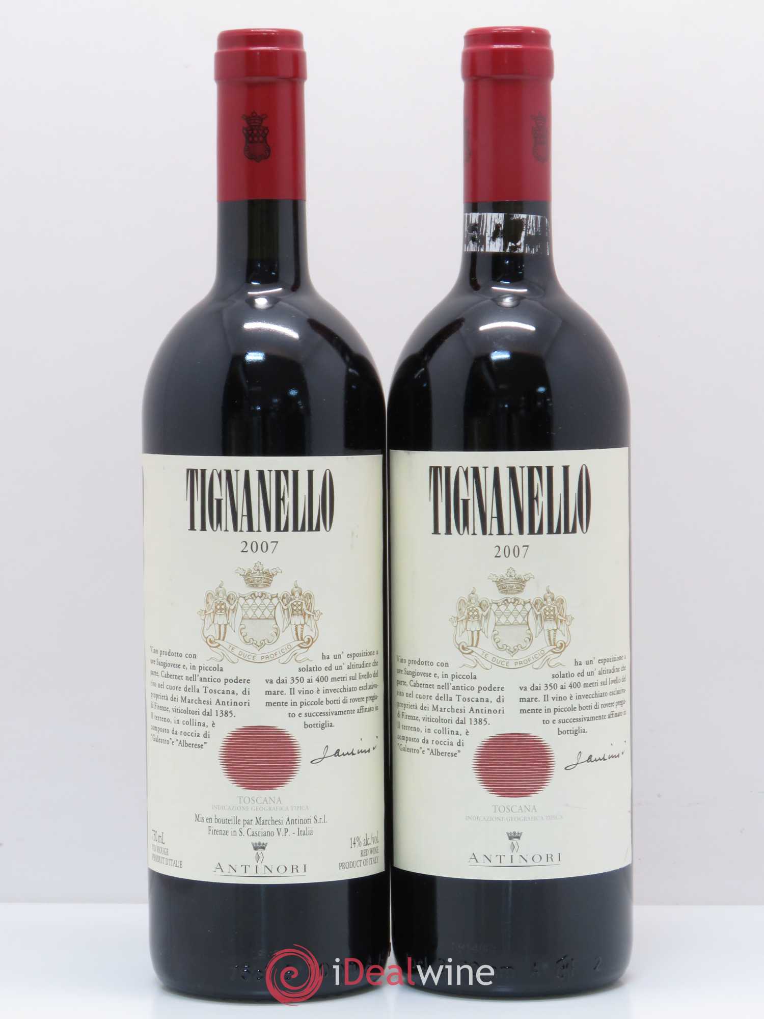 Toscana IGT Tignanello Tenuta Tignanello - Marchesi Antinori 2007 - Lot de 2 bouteilles - 0