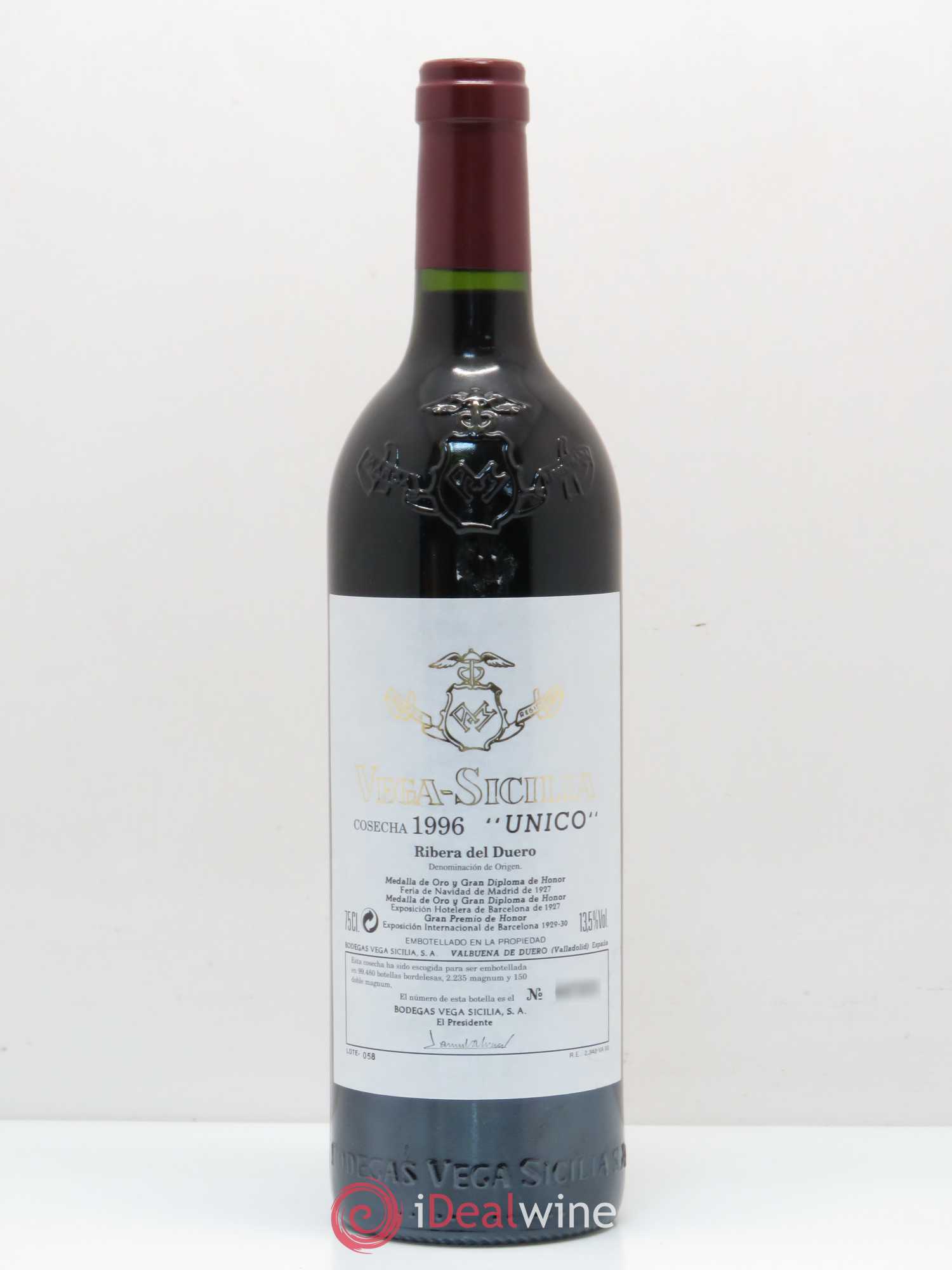 Ribera Del Duero DO Vega Sicilia Unico Famille Alvarez 1996 - Lot de 1 bouteille - 0