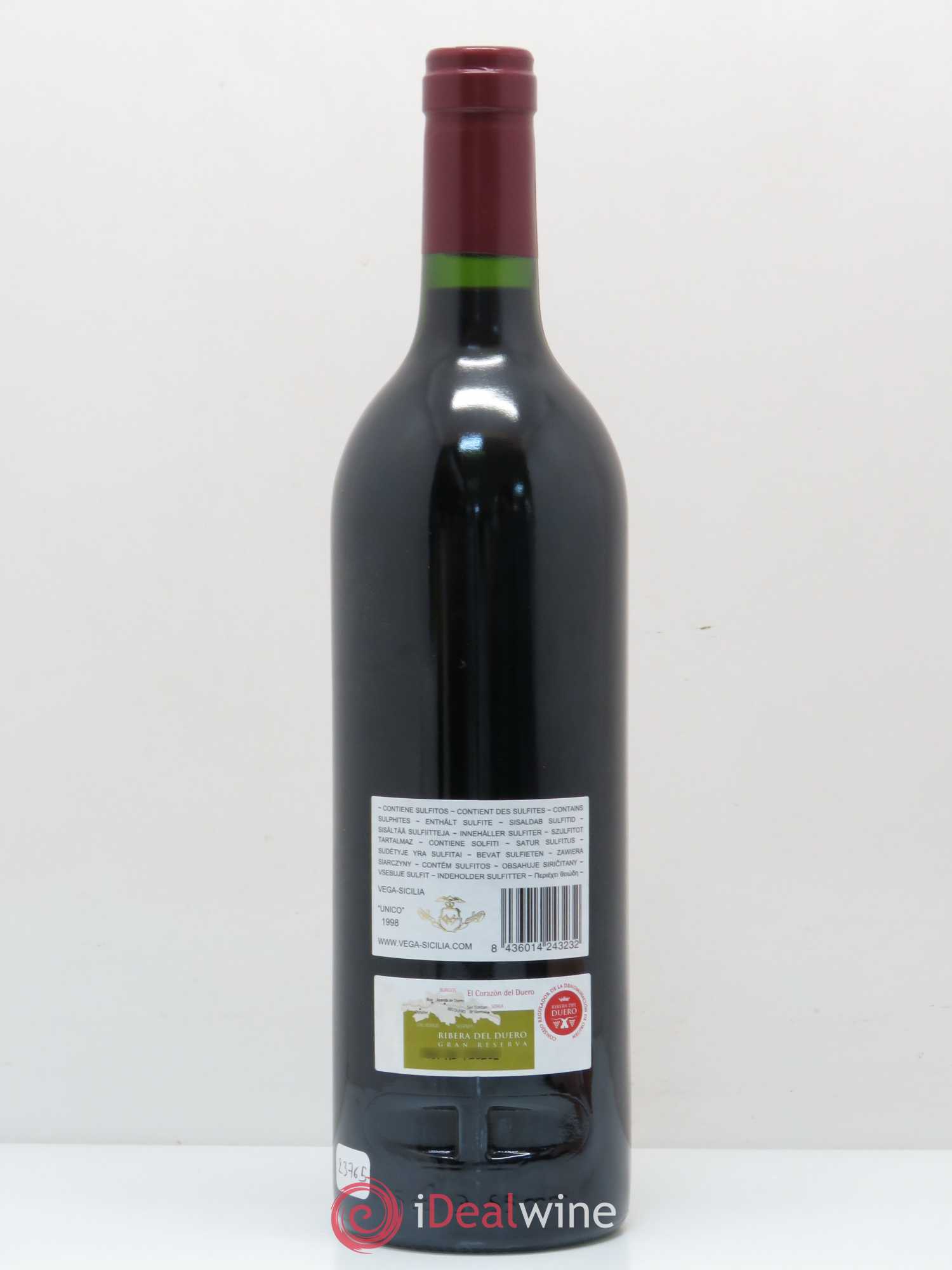 Ribera Del Duero DO Vega Sicilia Unico Famille Alvarez 1998 - Lot de 1 bouteille - 1