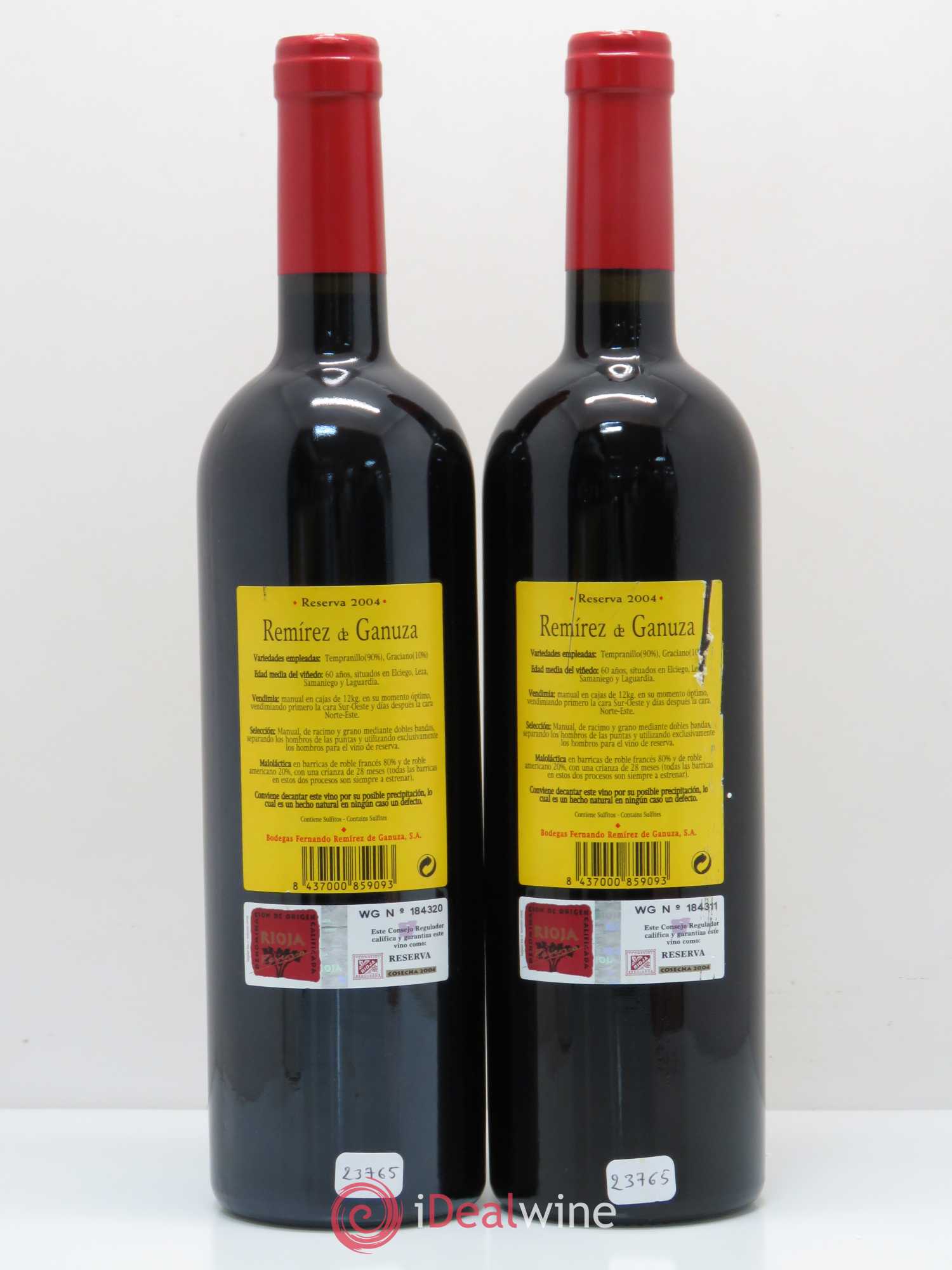 Rioja DOCA Remirez de Ganuza Reserva 2004 - Lot of 2 bottles - 1