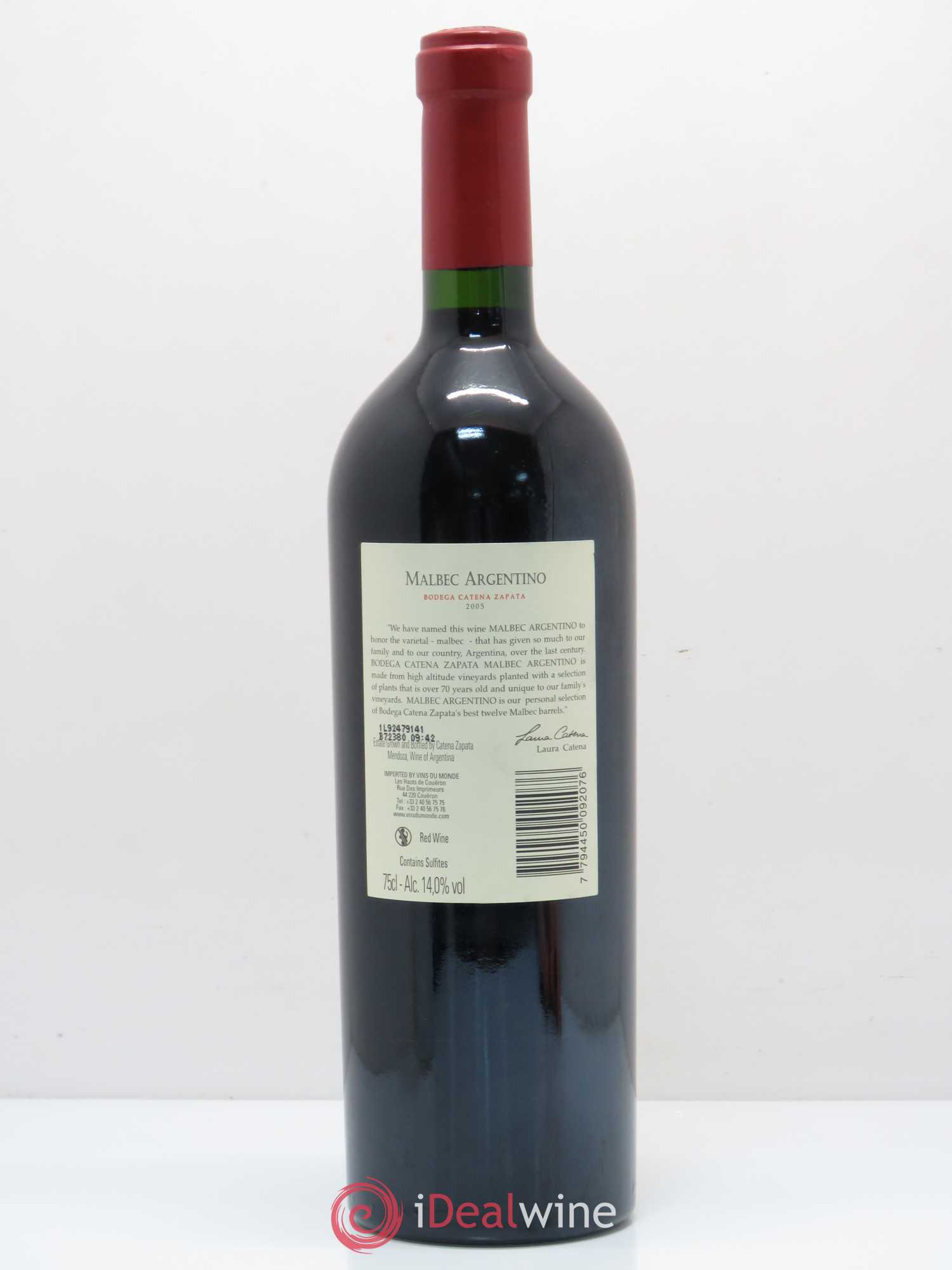 Mendoza Malbec Argentino Bodega Catena Zapata 2005 - Posten von 1 Flasche - 1