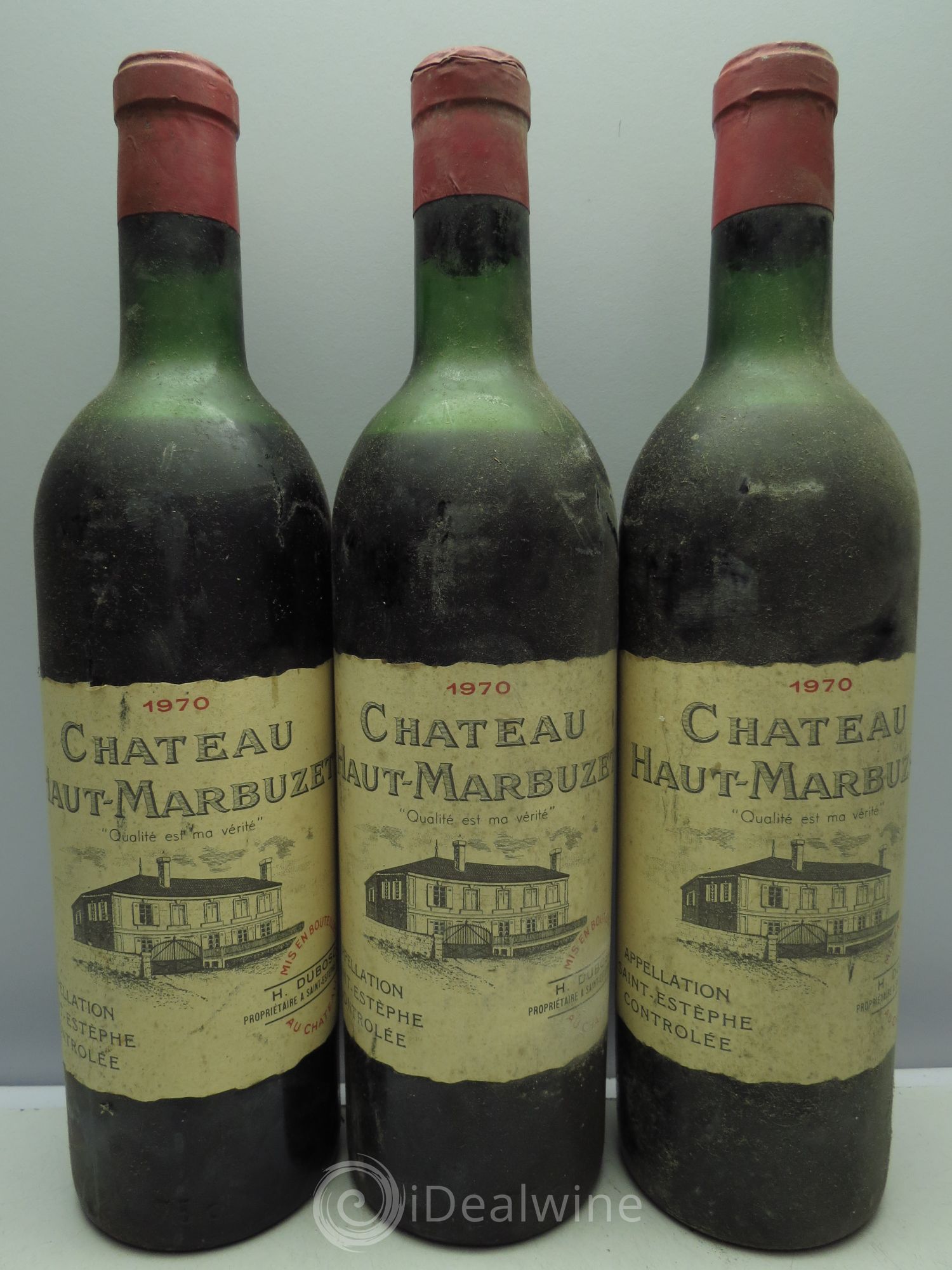 Château Haut Marbuzet 1970 - Lot de 3 bouteilles - 0