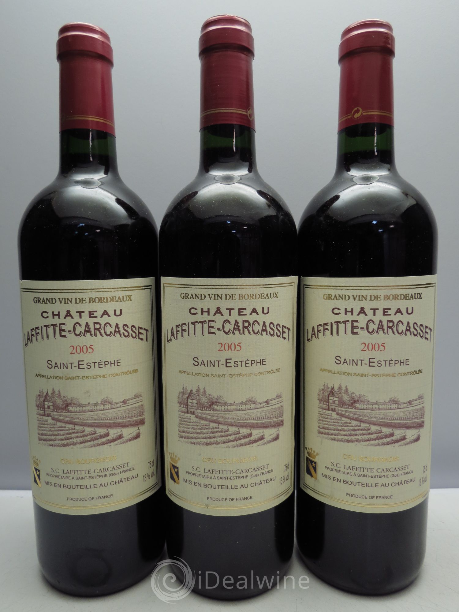 Château Laffitte Carcasset Cru Bourgeois 2005 - Lot de 3 bouteilles - 0