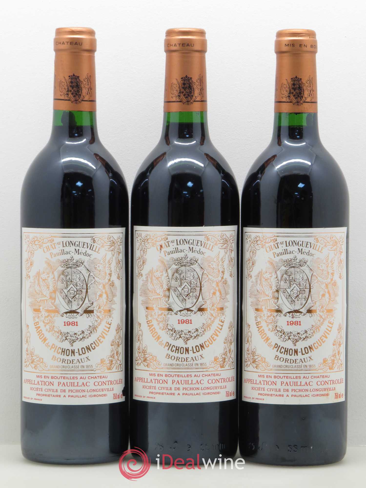 Pichon Longueville Baron 2ème Grand Cru Classé 1981 - Lot de 3 bouteilles - 0