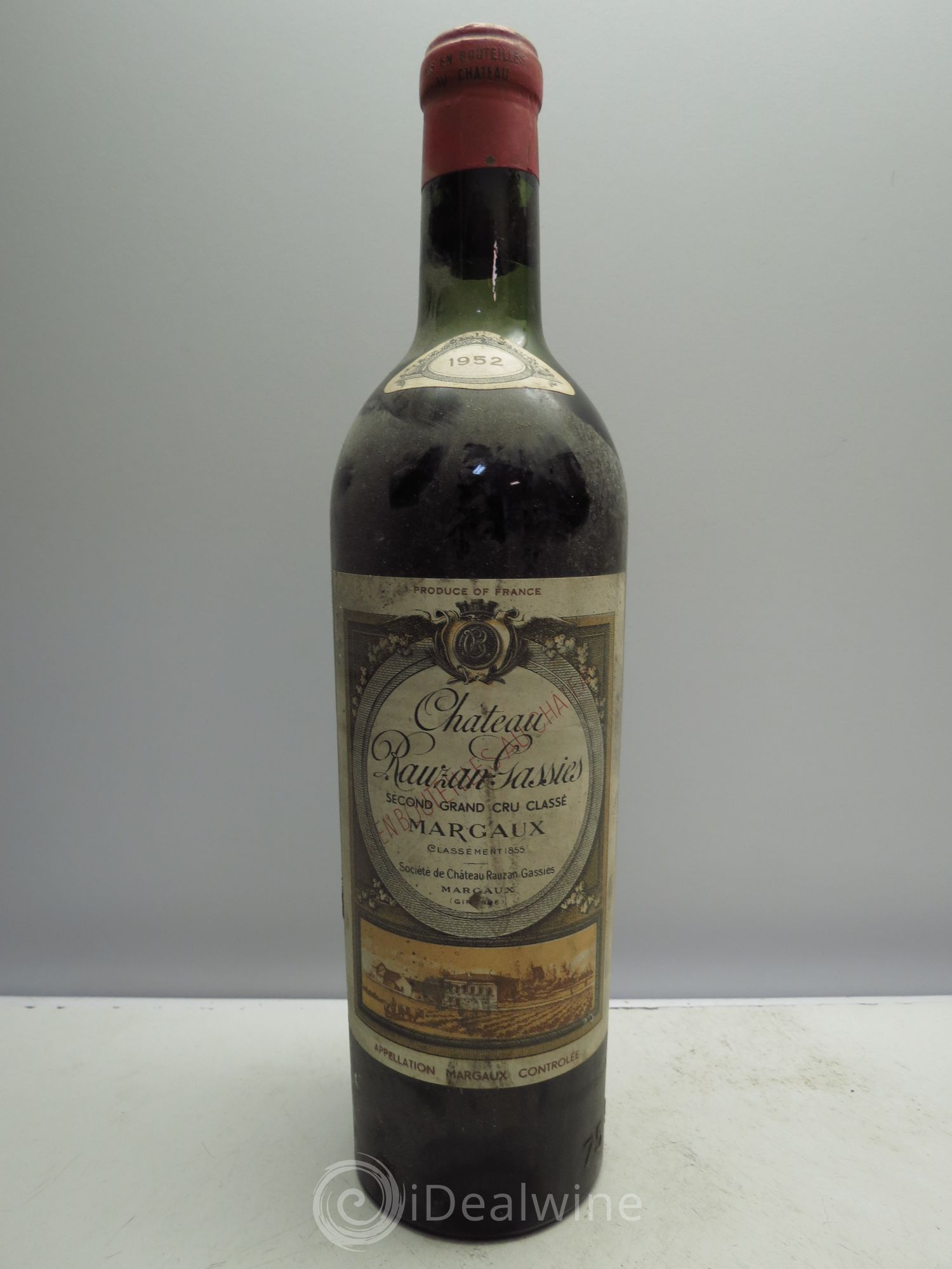 Château Rauzan-Gassies 2ème Grand Cru Classé 1952 - Lot de 1 bouteille - 0