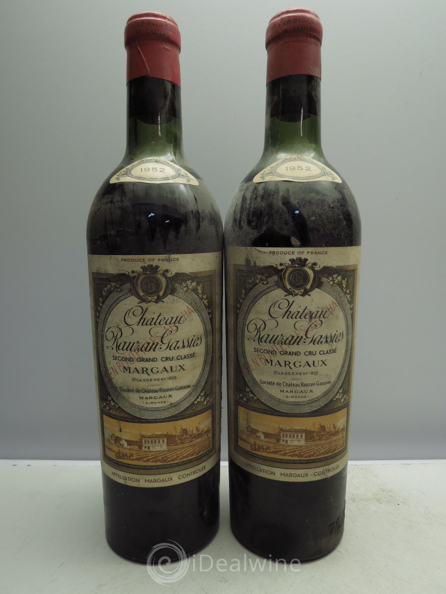 Château Rauzan-Gassies 2ème Grand Cru Classé 1952 - Lot de 2 bouteilles - 0