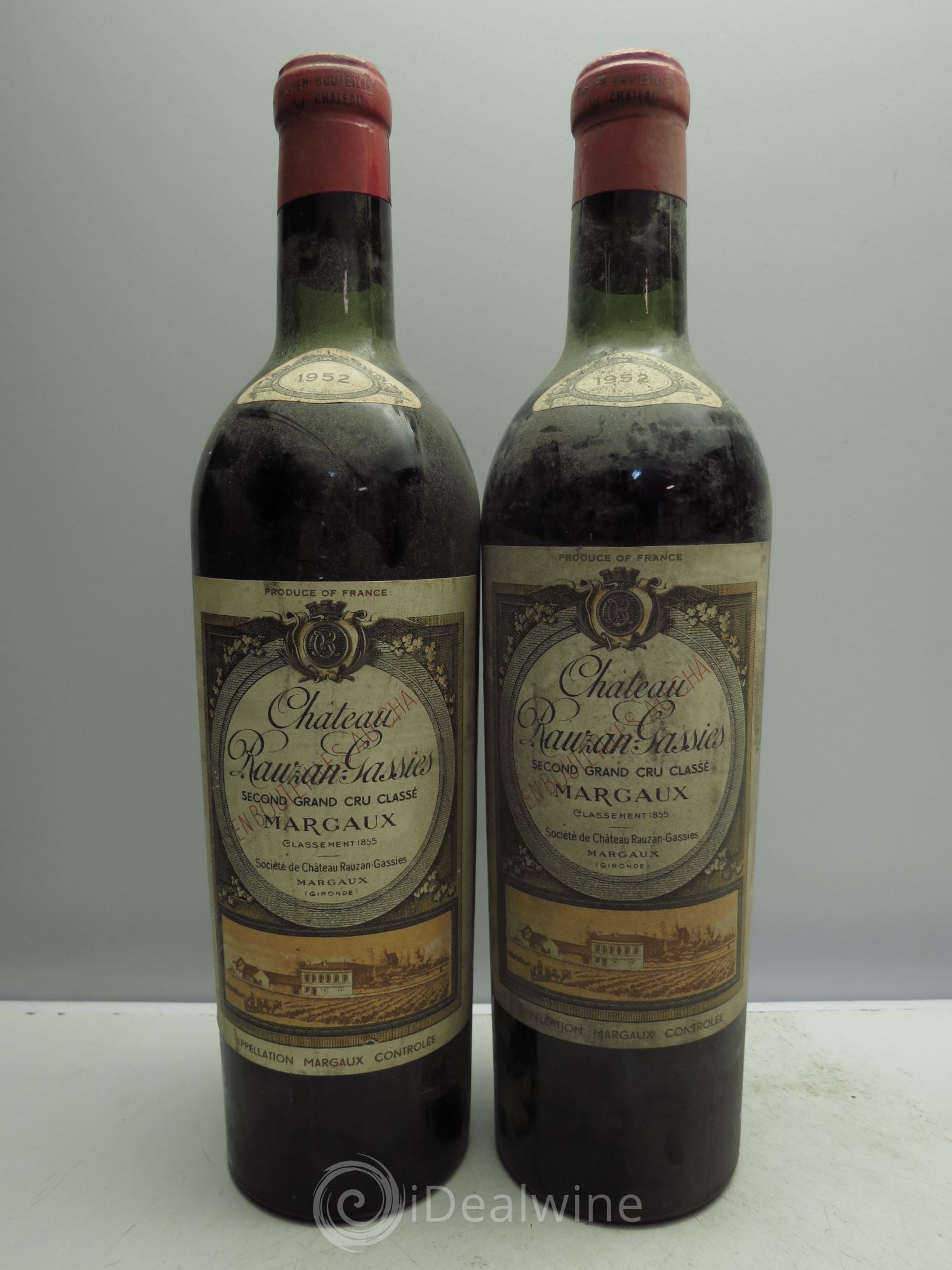 Château Rauzan-Gassies 2ème Grand Cru Classé 1952 - Lot de 2 bouteilles - 0