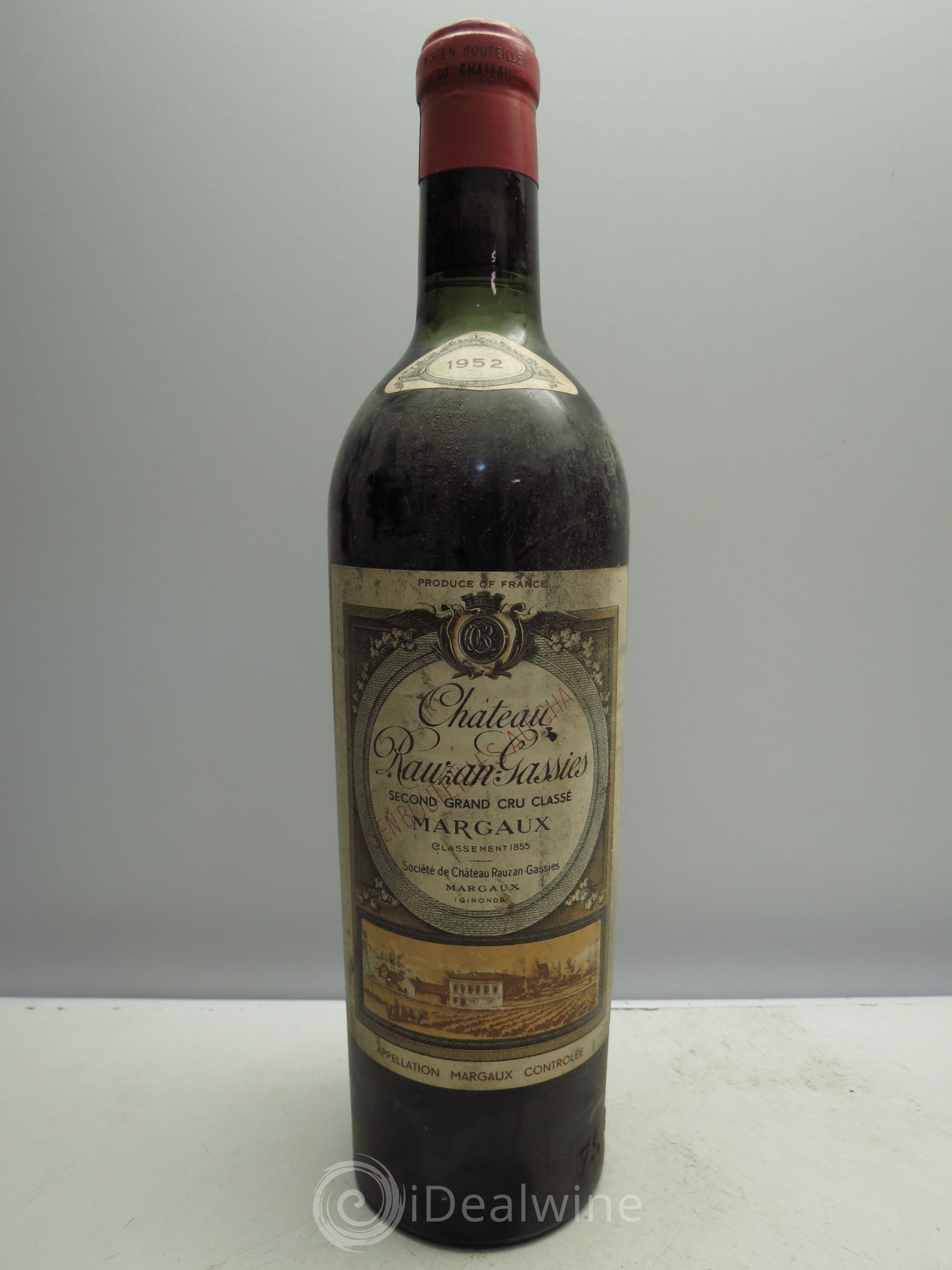 Château Rauzan-Gassies 2ème Grand Cru Classé 1952 - Lot de 1 bouteille - 0
