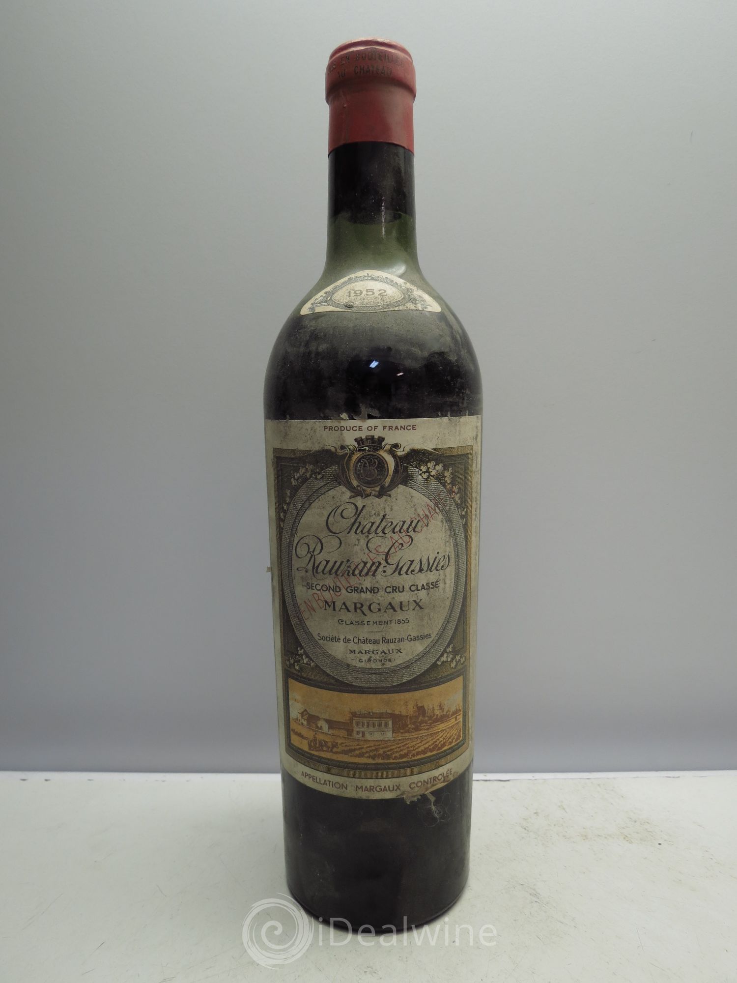 Château Rauzan-Gassies 2ème Grand Cru Classé 1952 - Lot de 1 bouteille - 0
