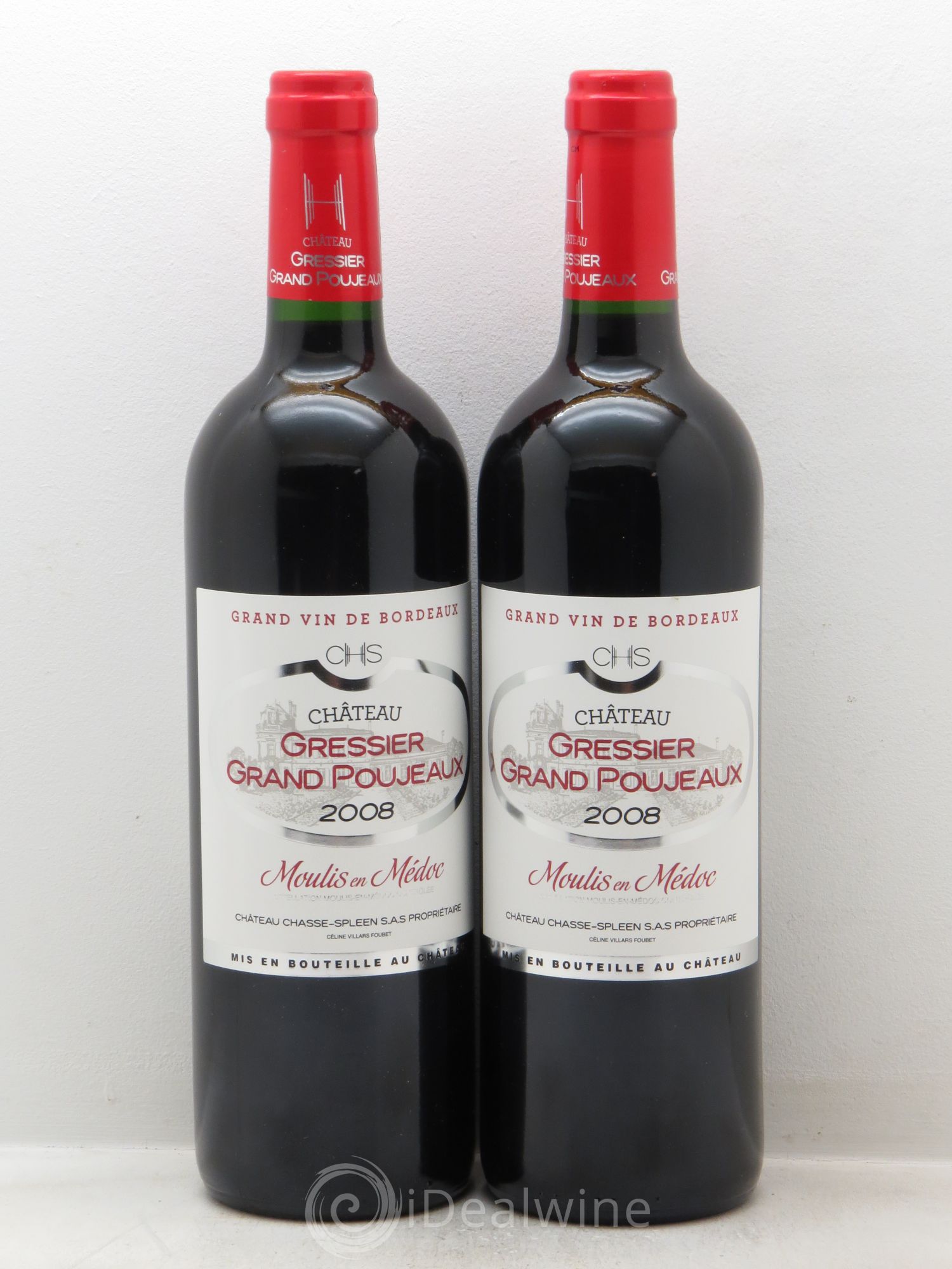 Château Gressier Grand Poujeaux Cru Bourgeois 2008 - Lot de 2 bouteilles - 0