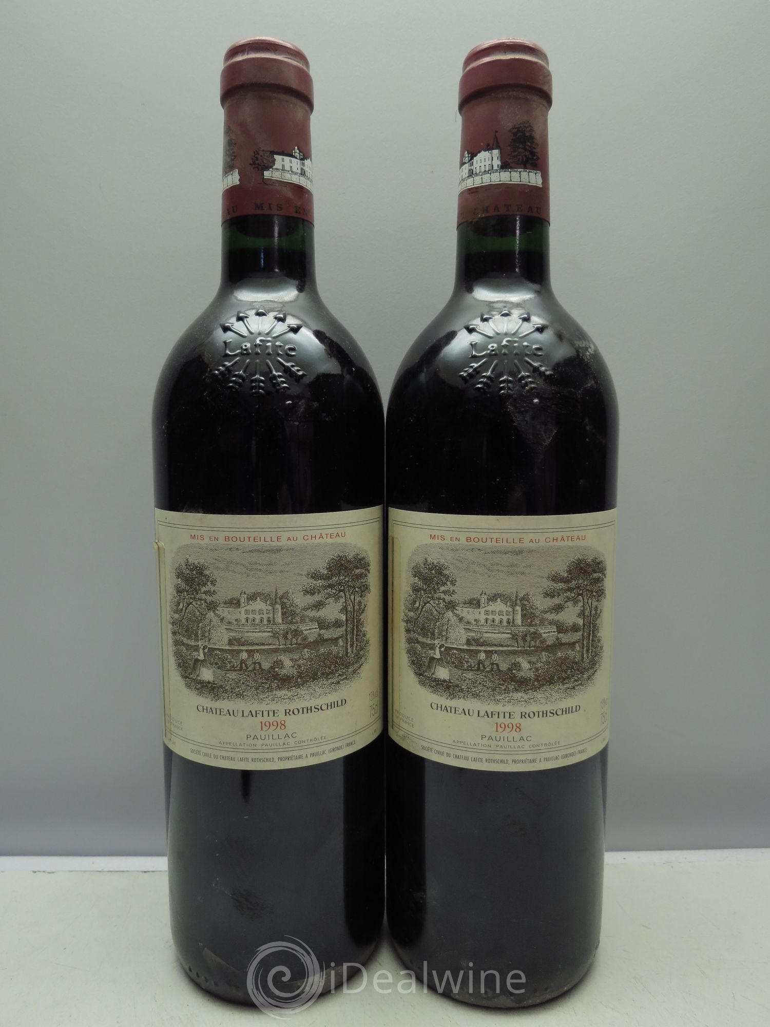 Château Lafite Rothschild 1er Grand Cru Classé ( 2 Etiquettes avec bande Antivol) 1998 - Posten von 6 Flaschen - 3