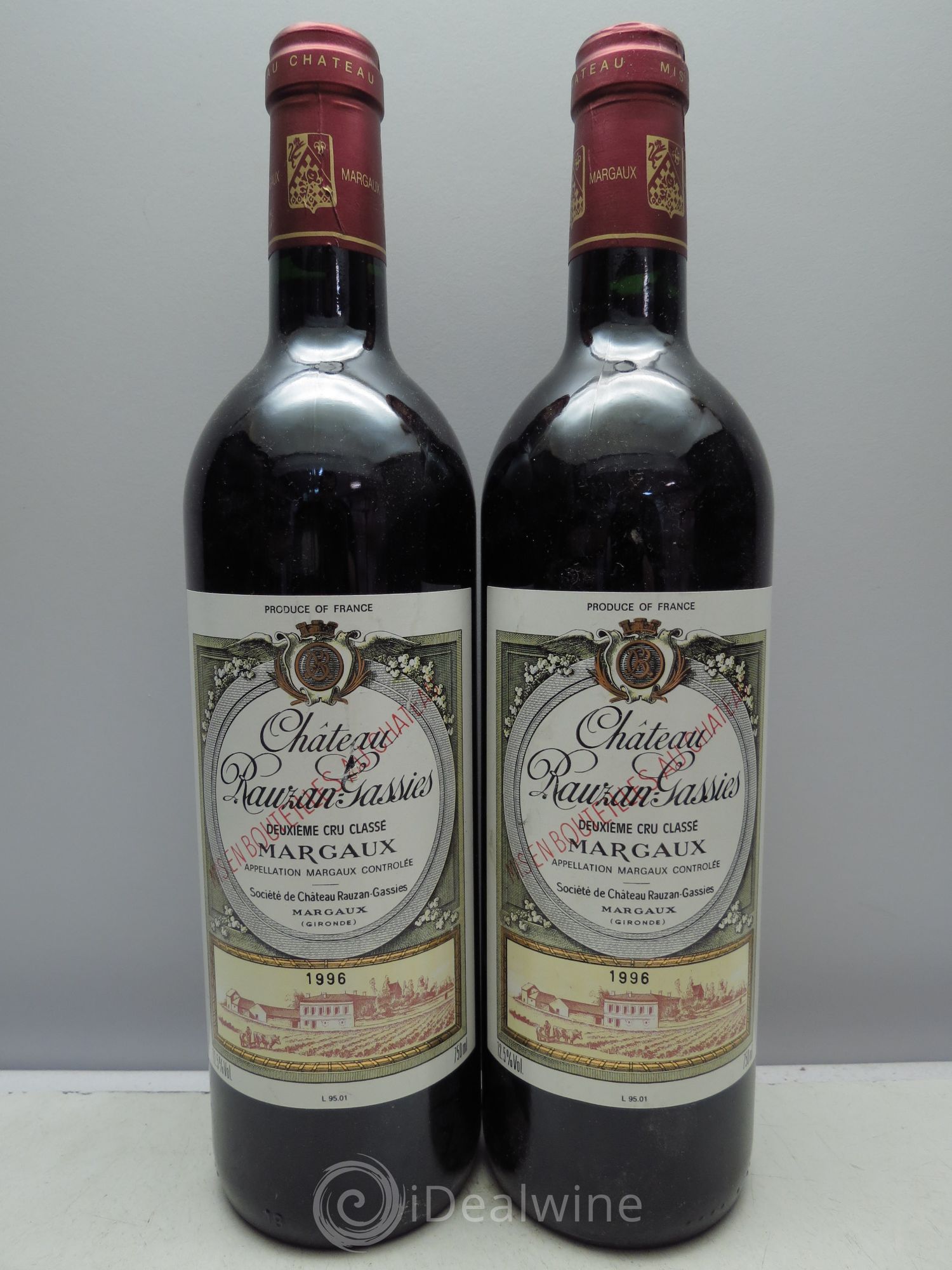 Château Rauzan-Gassies 2ème Grand Cru Classé 1996 - Lot de 2 bouteilles - 0