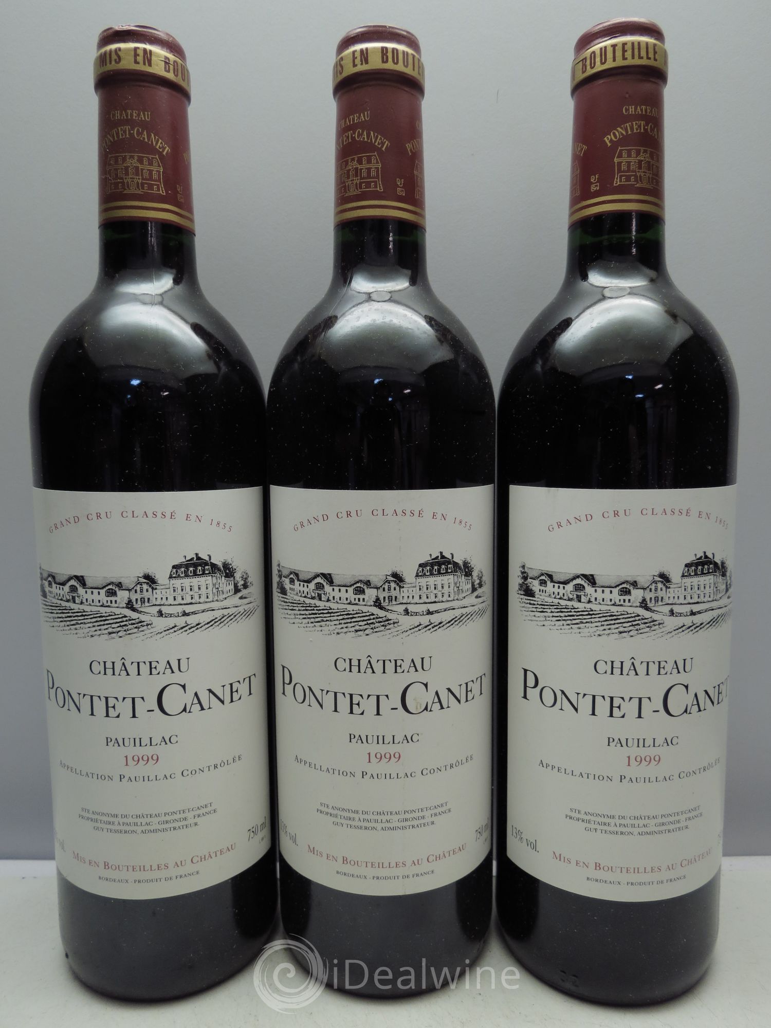 Château Pontet Canet 5ème Grand Cru Classé 1999 - Lot de 3 bouteilles - 0