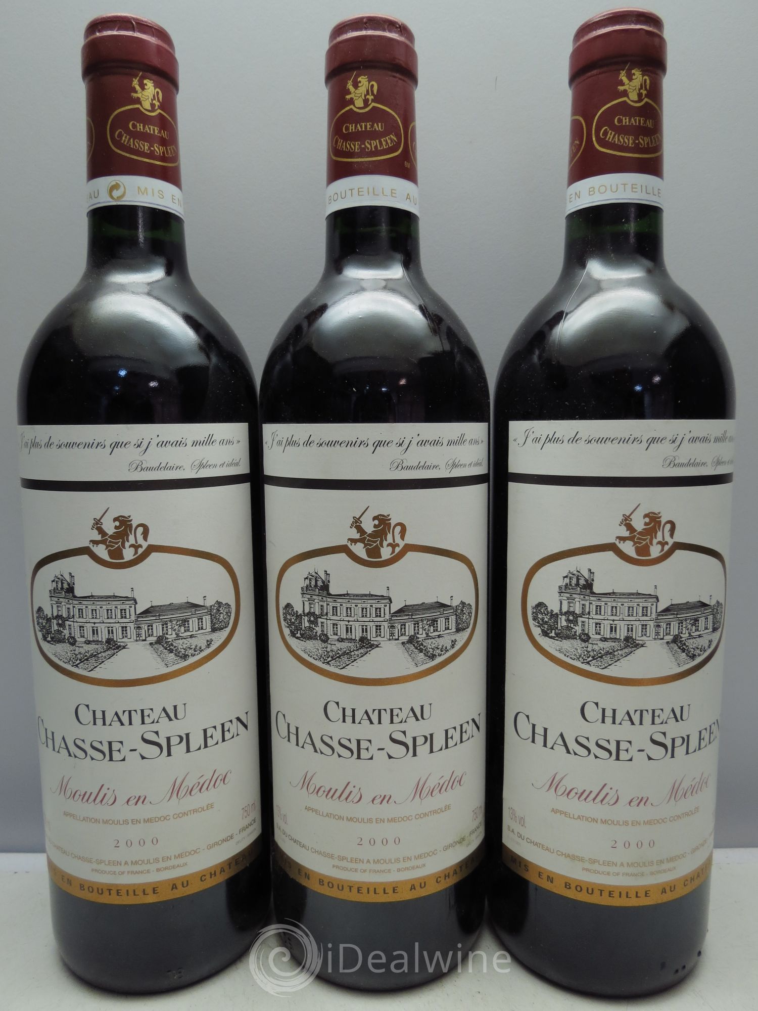 Château Chasse Spleen 2000 - Lot de 3 bouteilles - 0