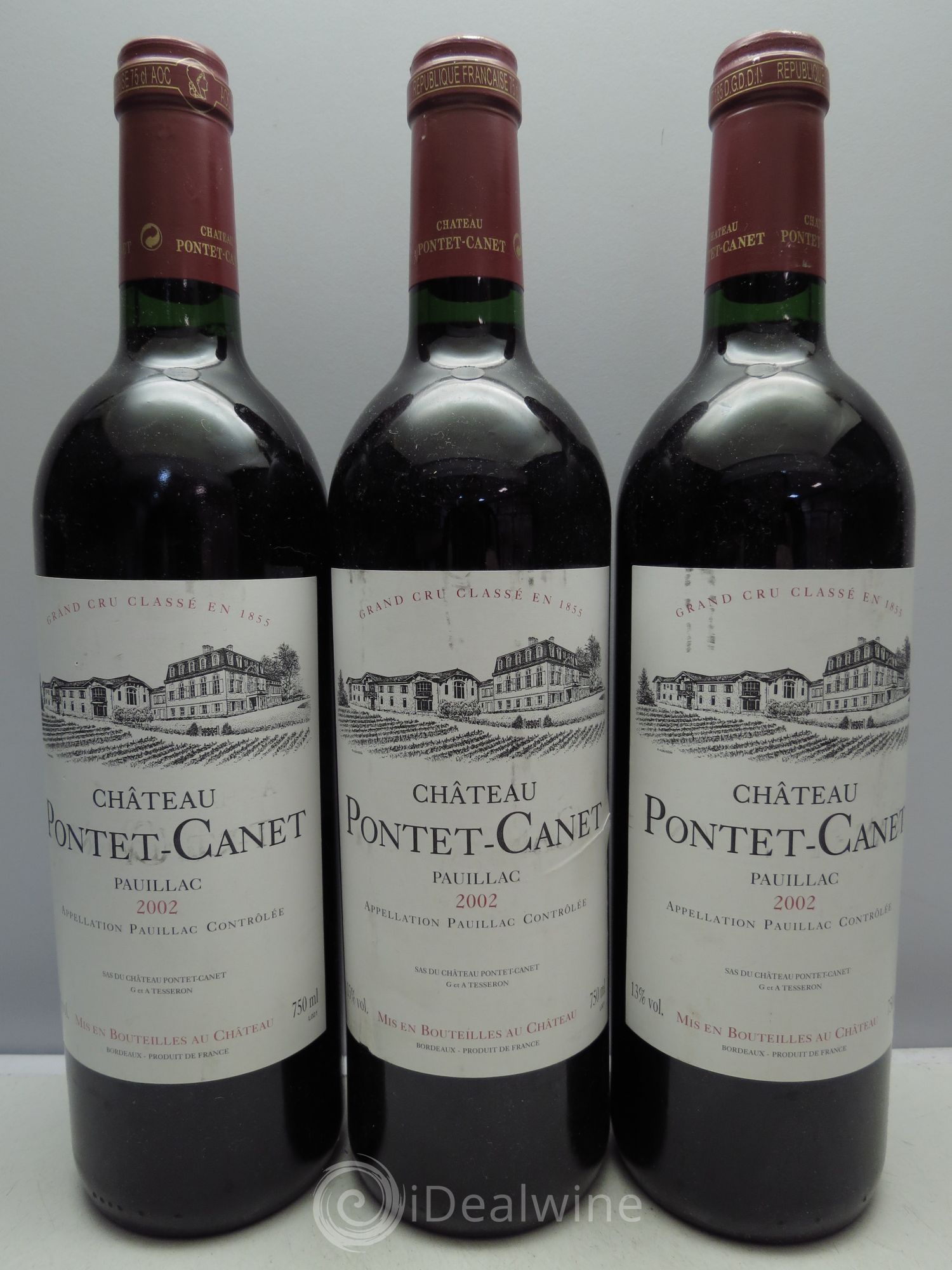 Château Pontet Canet 5ème Grand Cru Classé 2002 - Lot de 3 bouteilles - 0